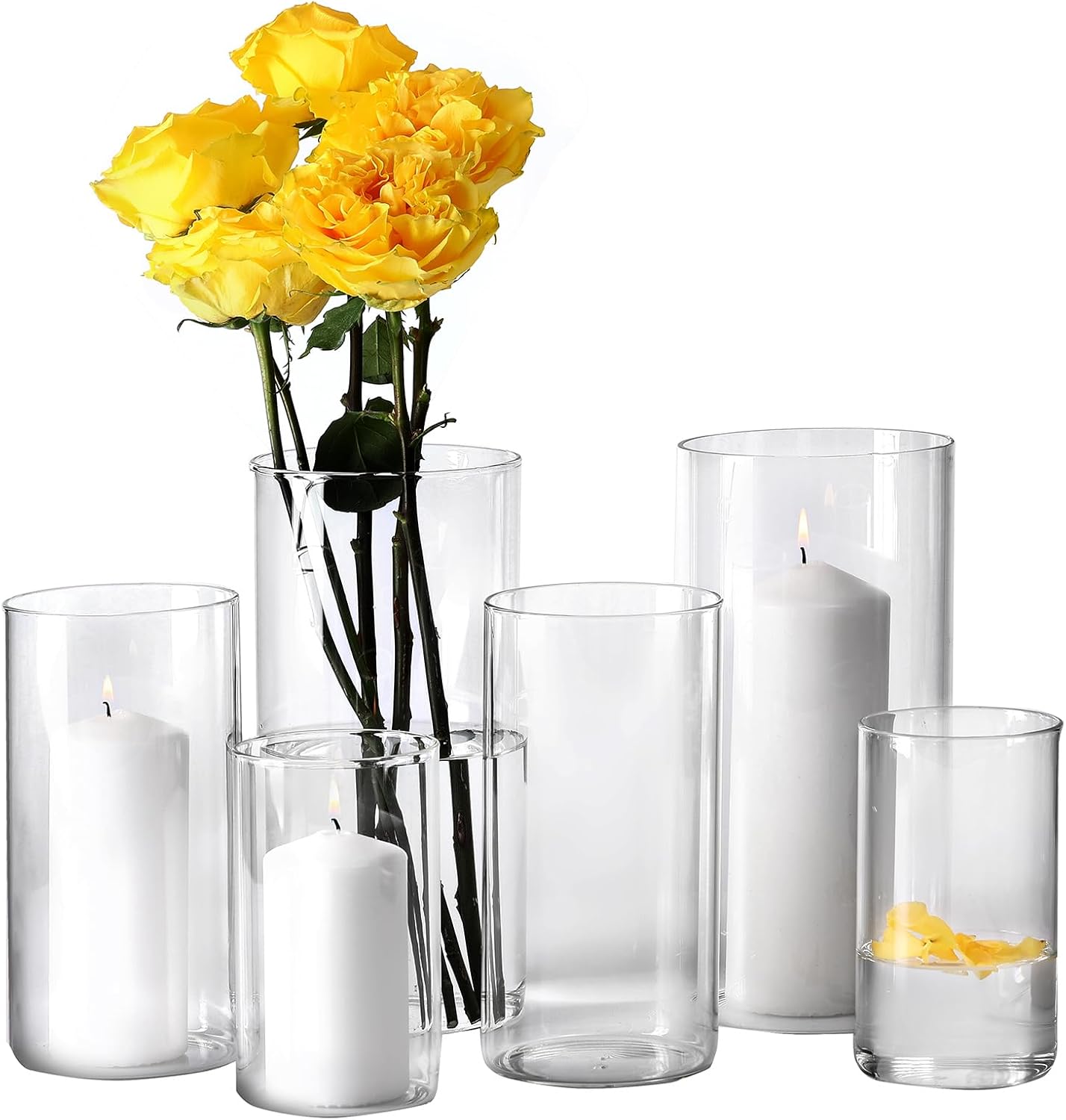 Hurricane Candle Holder Set of 6 Clear Glass Vase