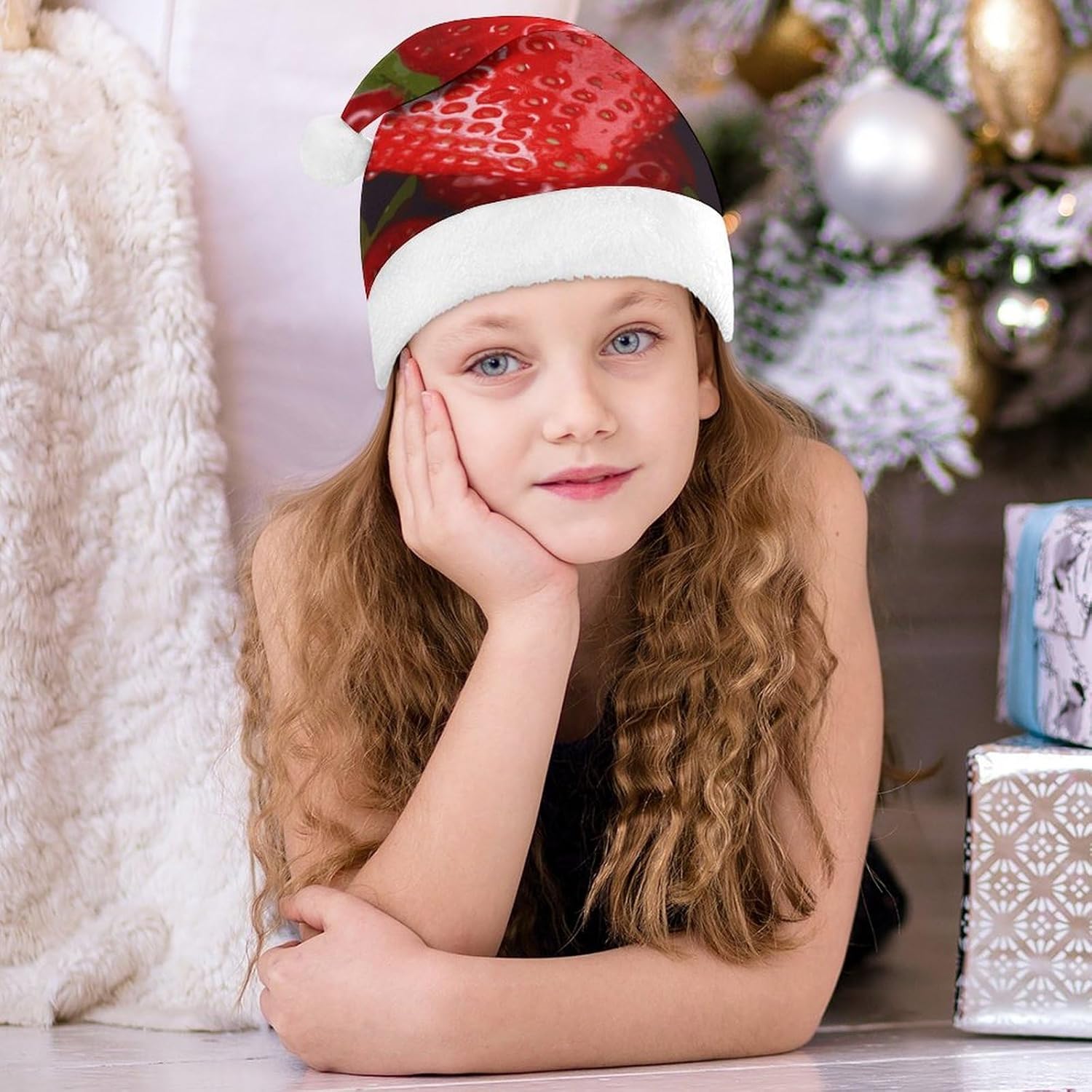 NWGHM Red Strawberry Santa Christmas Hat for Adults