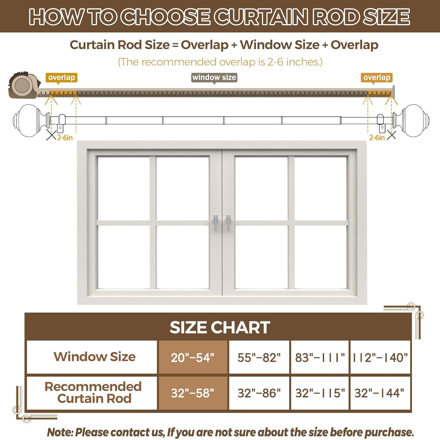 USFOOK 78 Inch Telescoping Curtain Rod for Windows 20-54 Inches
