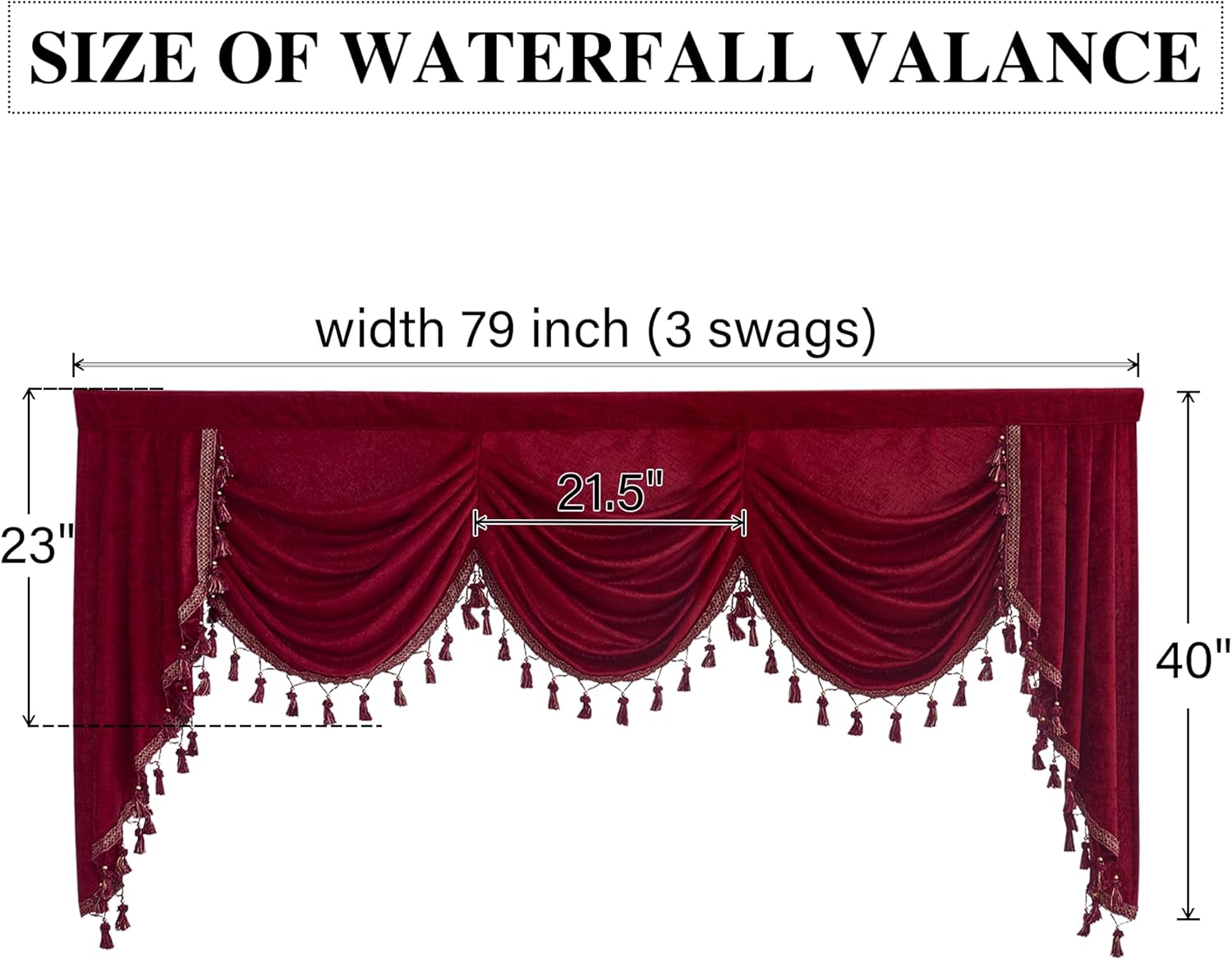 NICETOWN Thick Chenille Waterfall Valance with Tassel