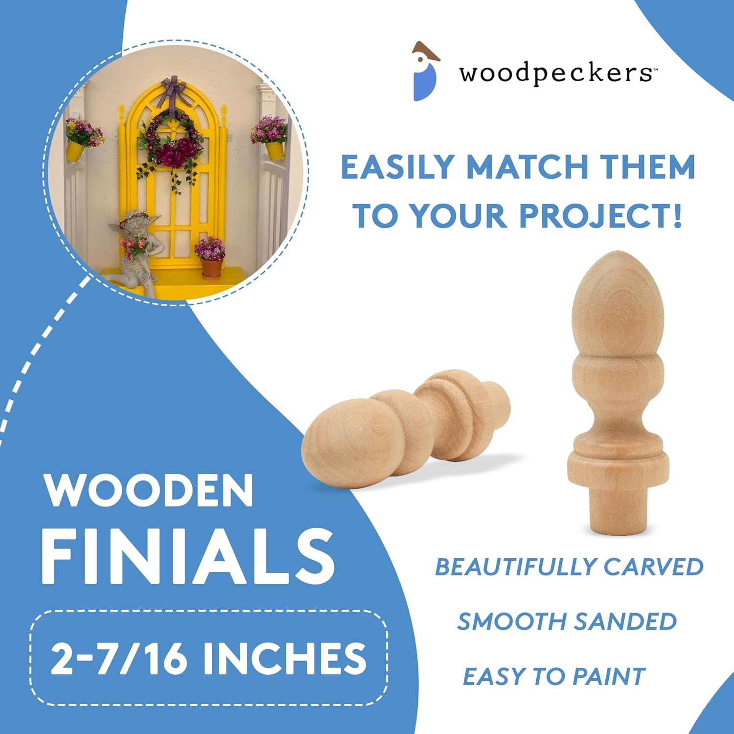 Small Wood Finials 2-716 Inch Pack of 12 by Woodpeckers
