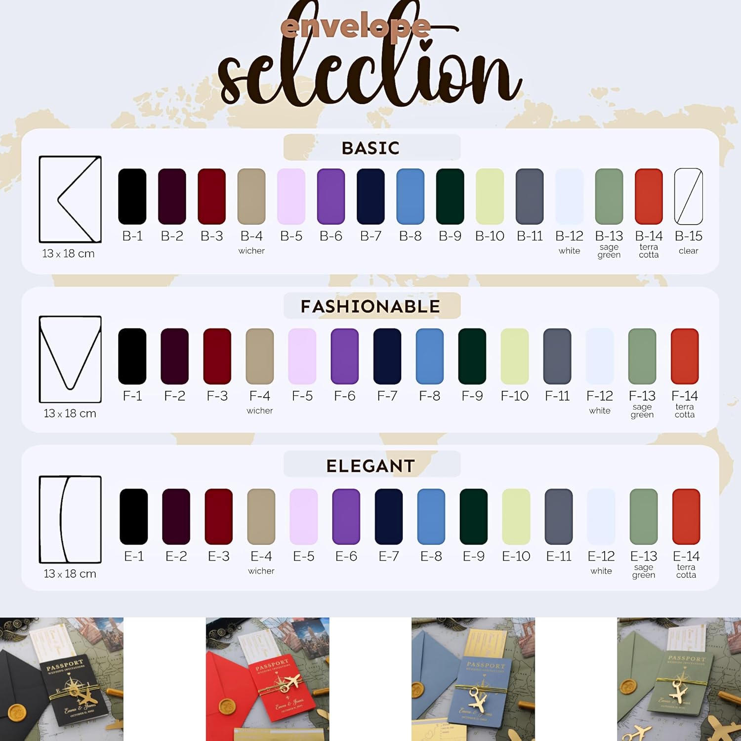 Custom Wedding Invitation Set with Wax Seal - Passport Style