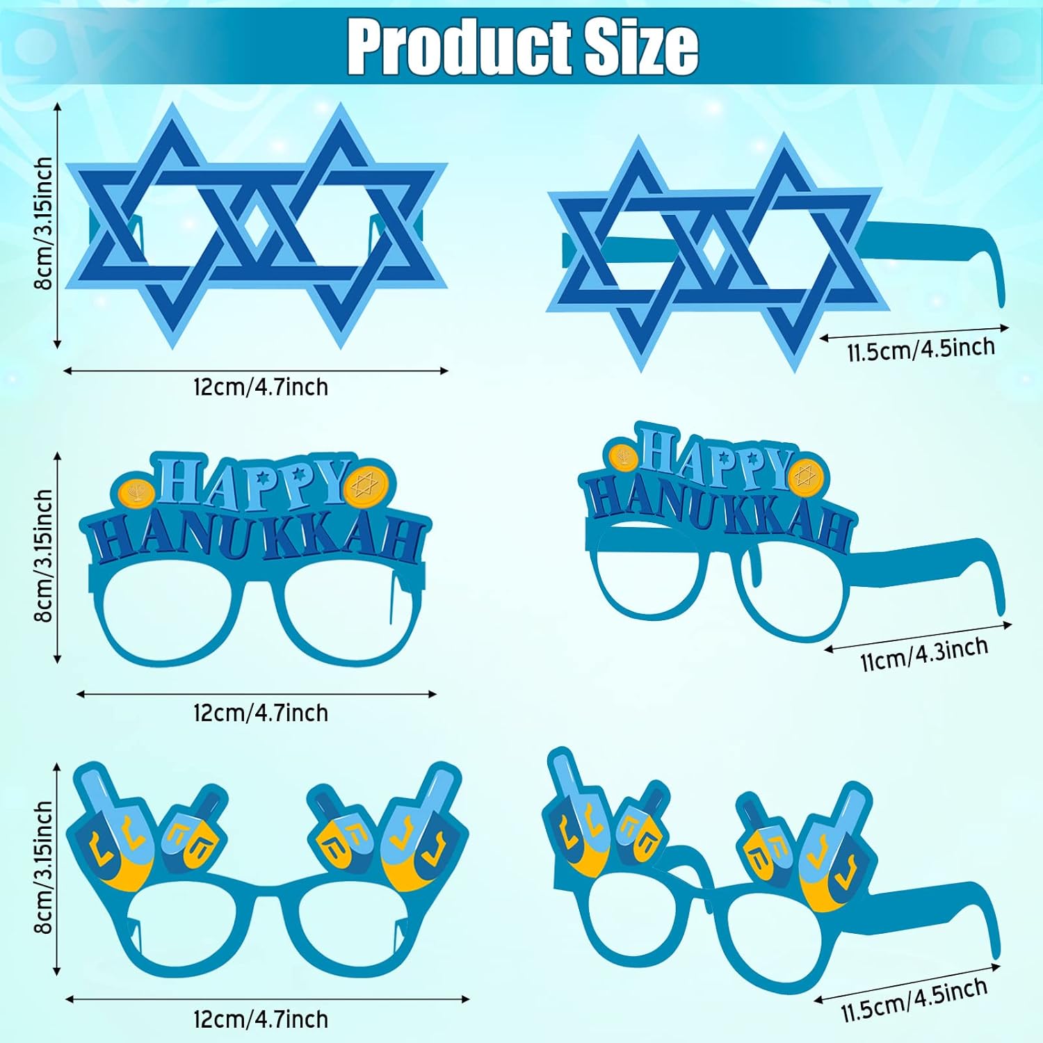 36 Pack Happy Hanukkah Party Eye Glasses Frame