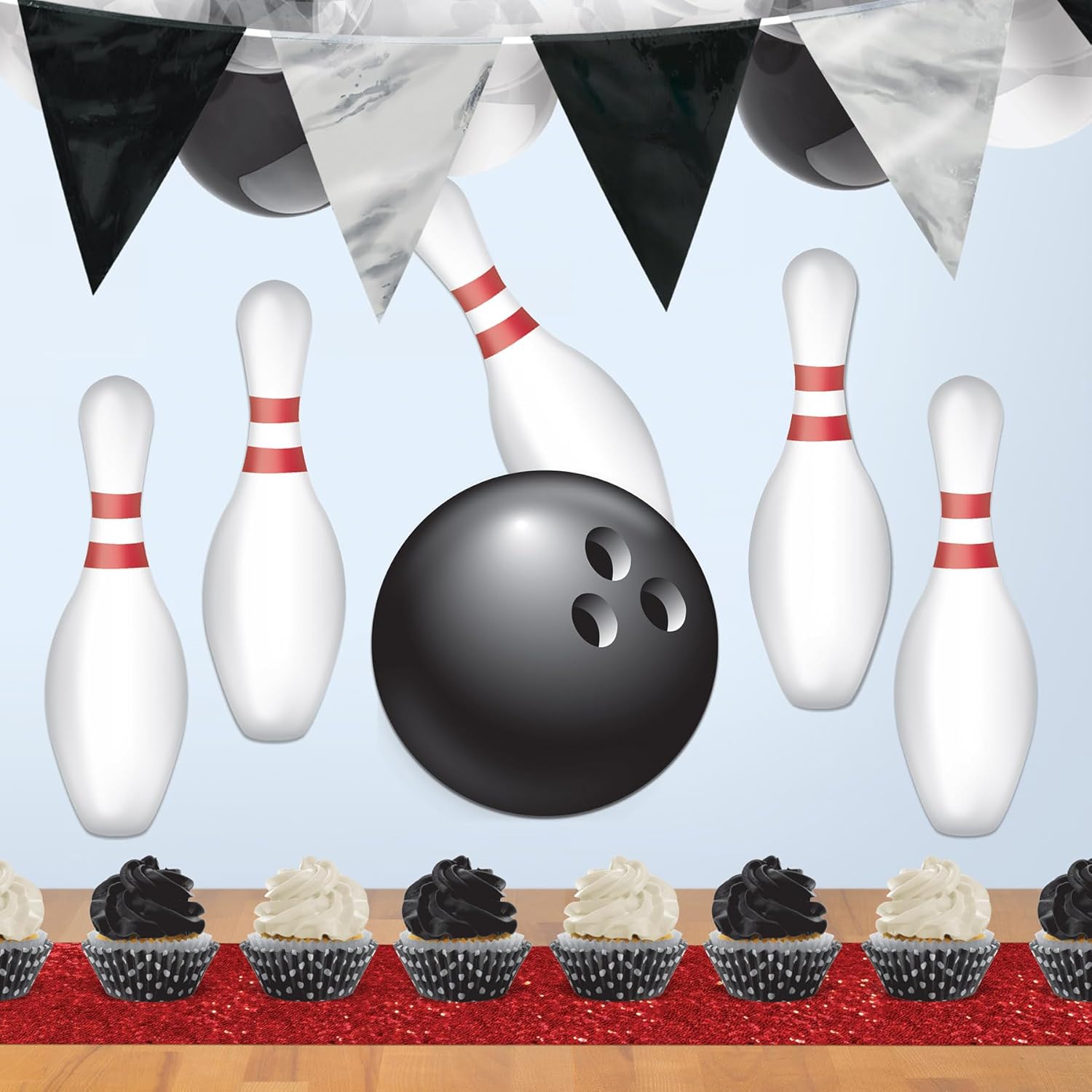Beistle 6 Piece Durable Cardstock Bowling Decorations