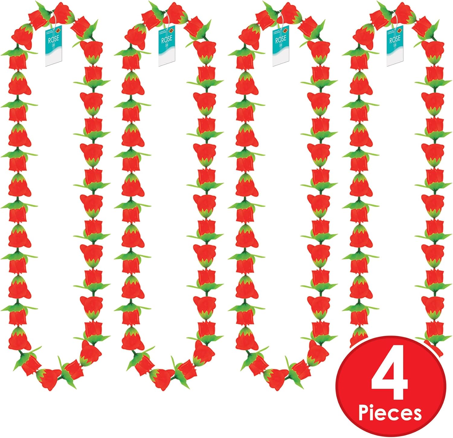 Beistle 4 Piece Fabric Rose Leis for Parties