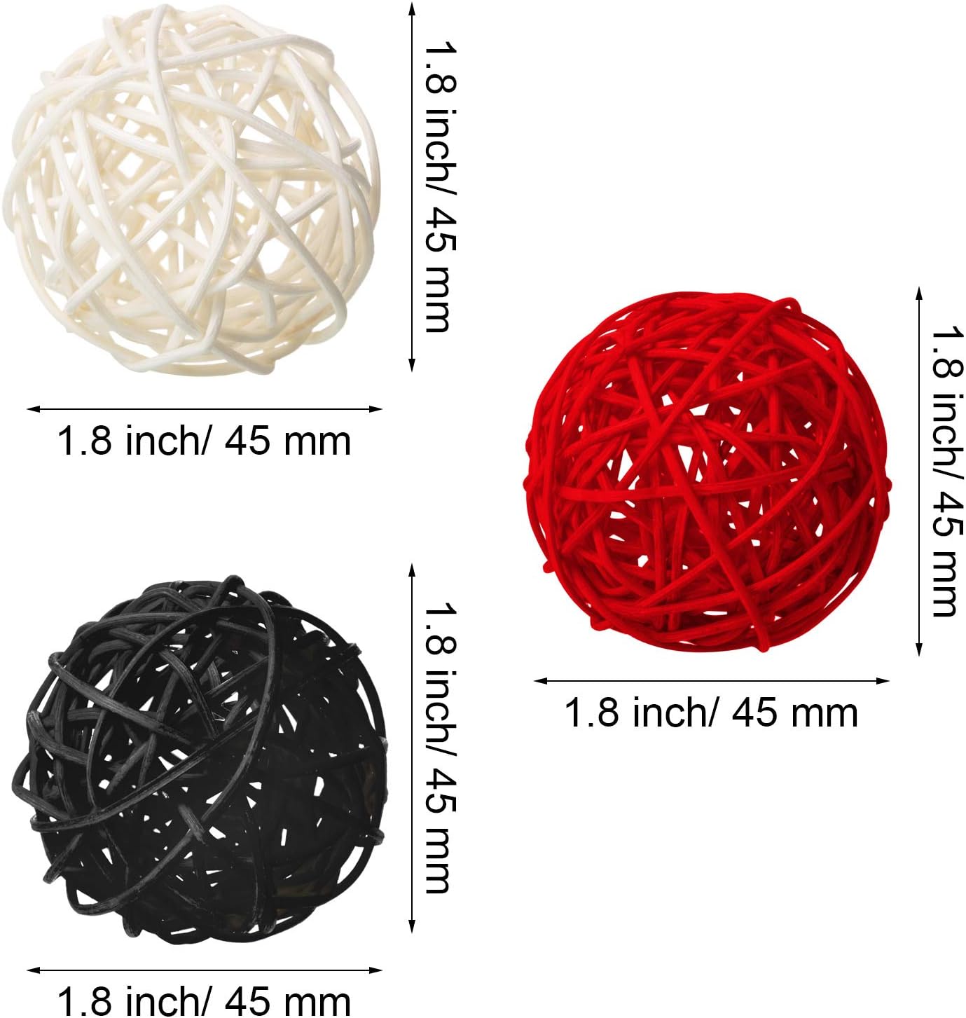 Yaomiao 15 Piece Wicker Rattan Decorative Orbs
