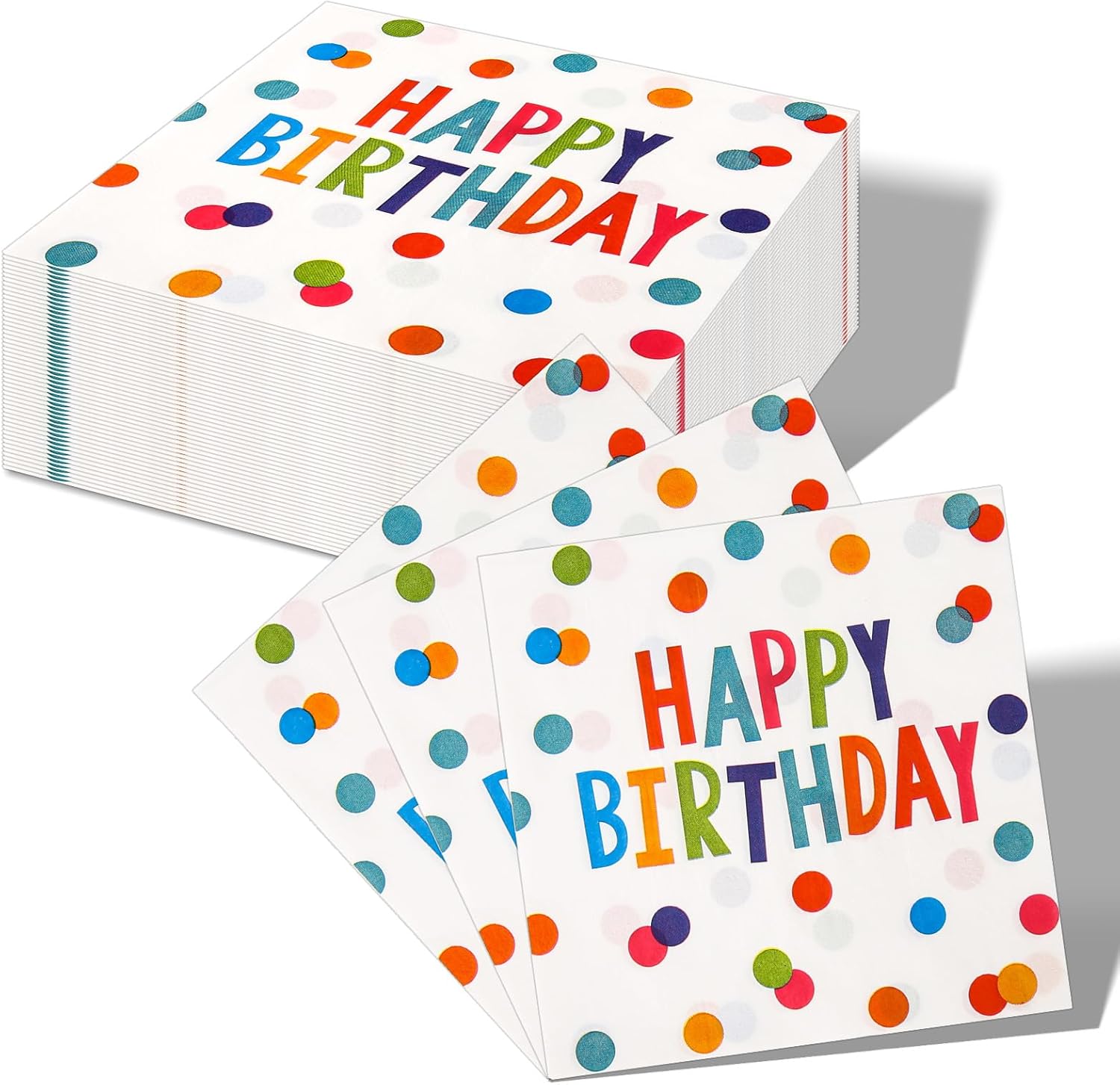 Happy Birthday Polka Dot Napkins 65x65 Inches 50 Pack