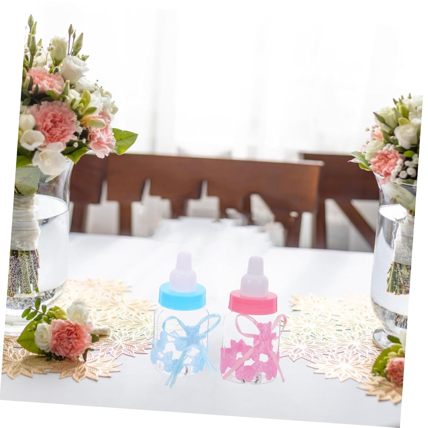 Unomor 12pcs Mini Feeding Baby Bottle Candy Boxes with Ribbon