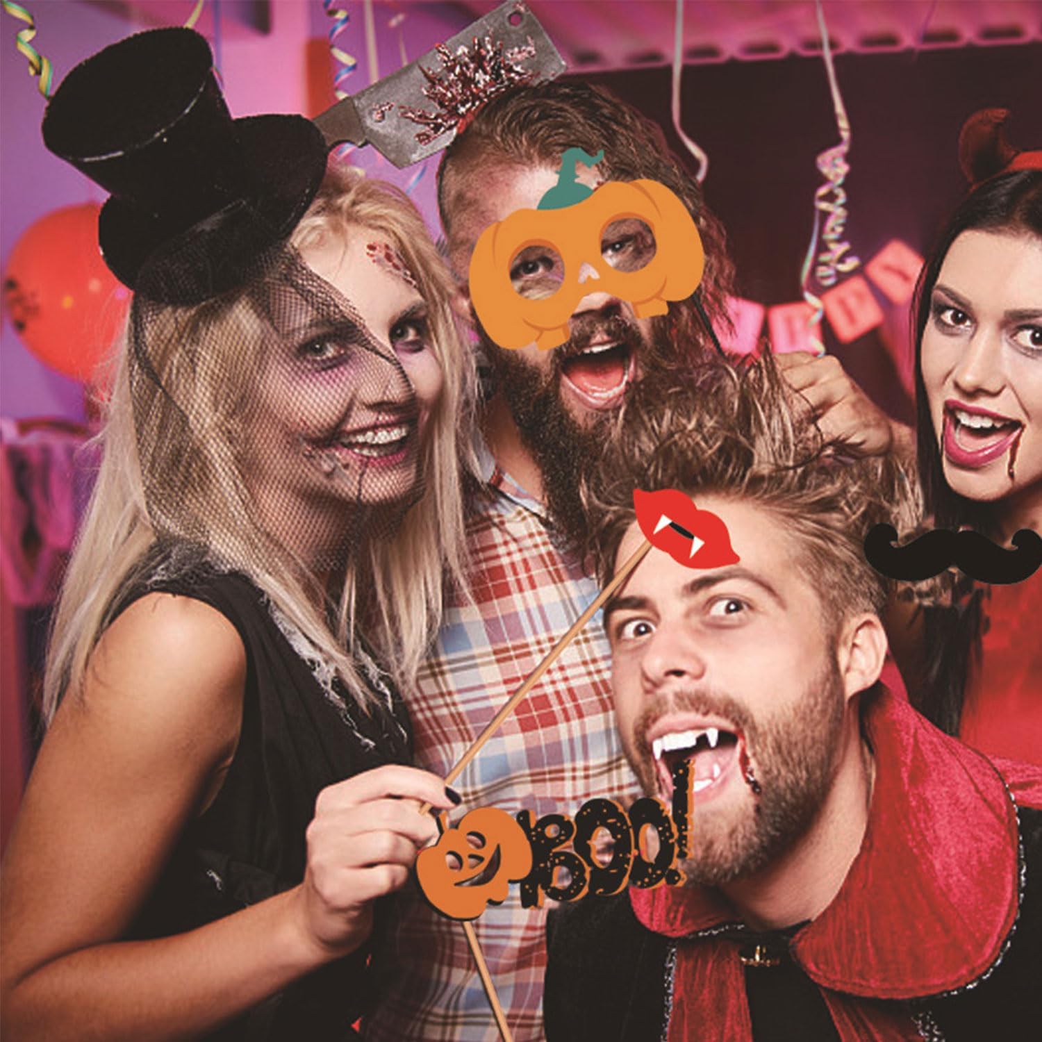 21-Piece Halloween Photo Booth Props for Parties