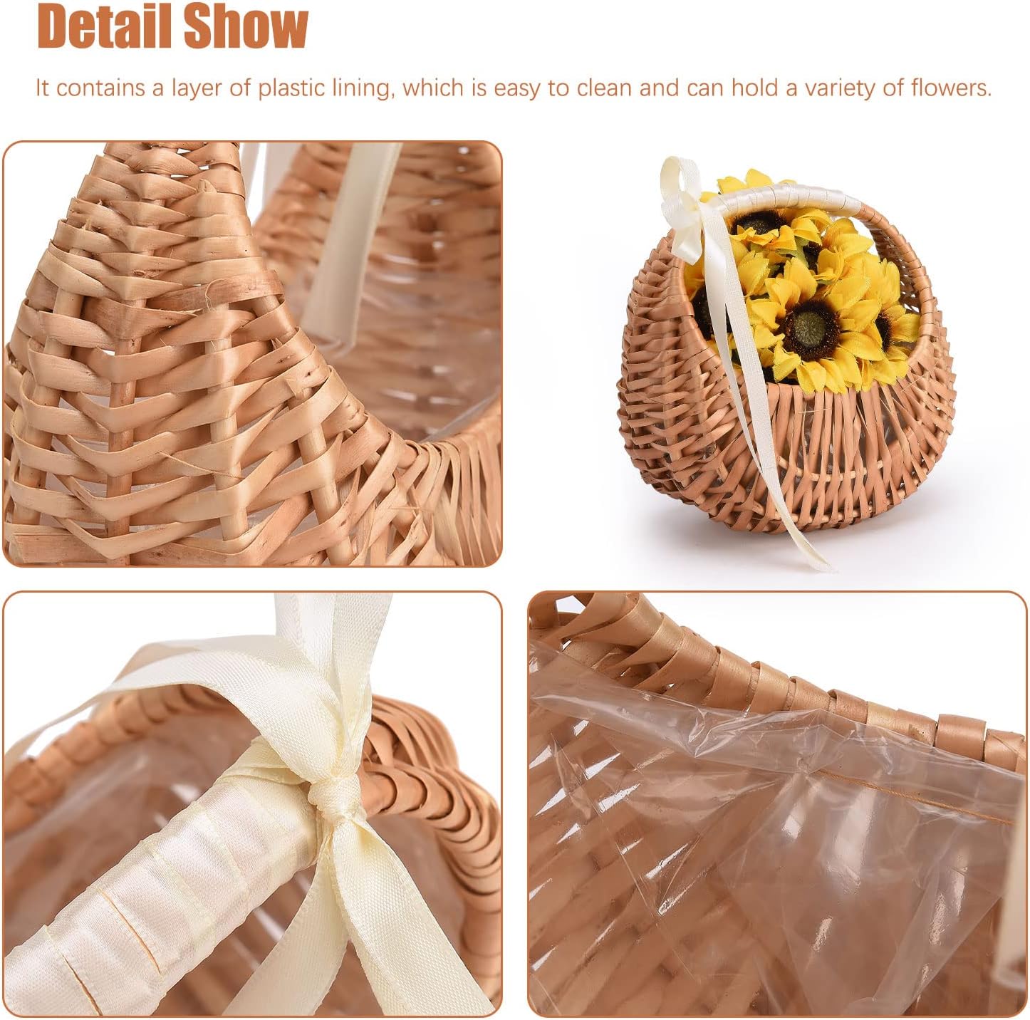 RXMORI 4PCS Flower Girl Baskets with Handles