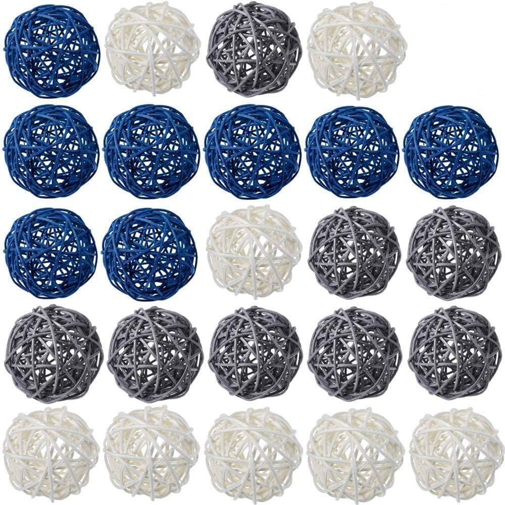 24 Pcs Wicker Rattan Decorative Balls Set