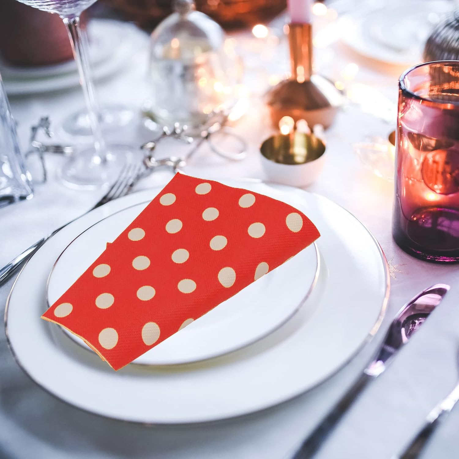 Jagrove 120 Pack Cocktail Napkins with Polka Dots