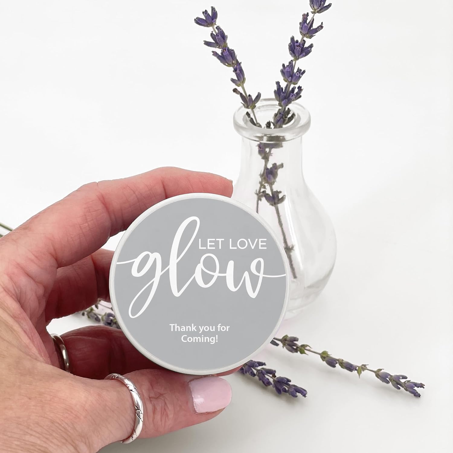 Personalized Soy Candle with Lavender Scent in White Tin Set of 10