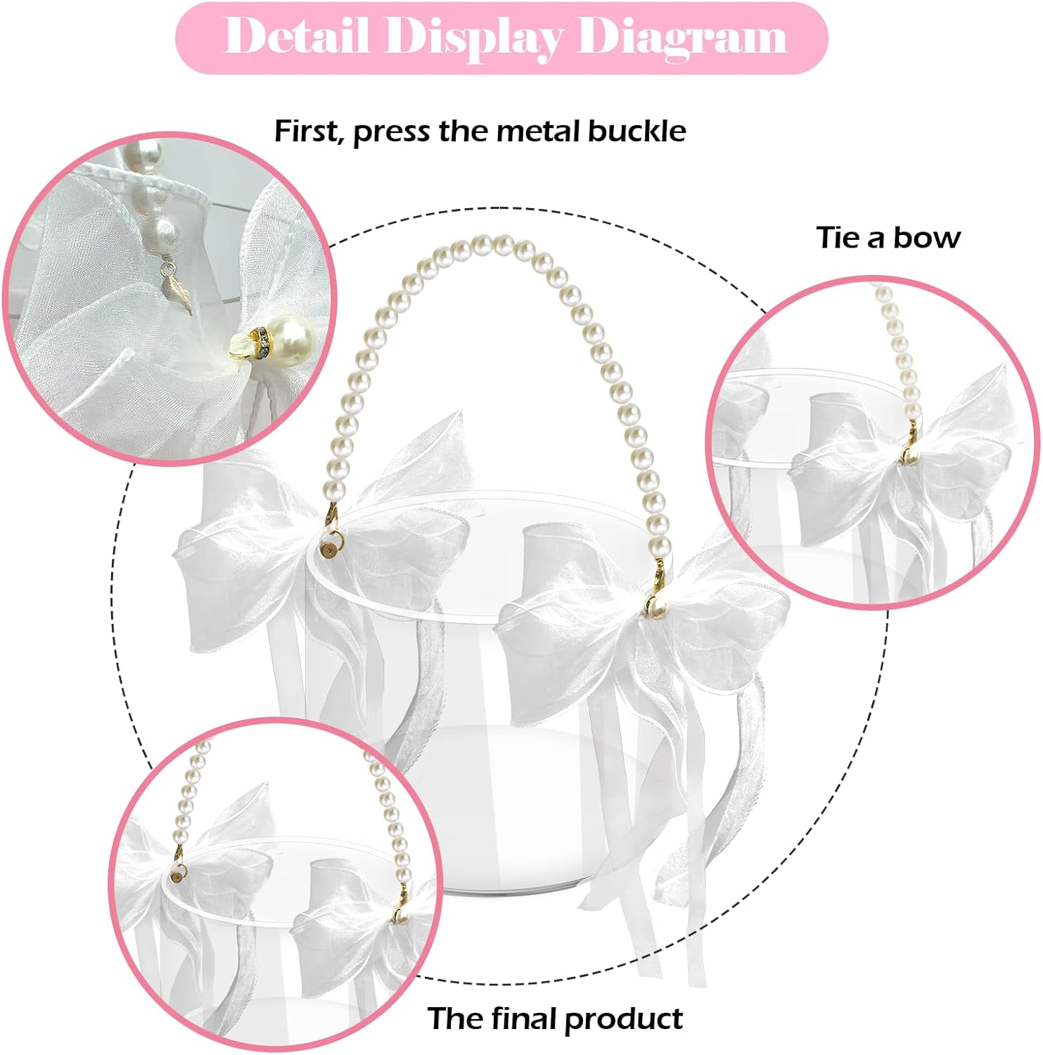 Clear Acrylic Flower Girl Basket with Pearl Handle
