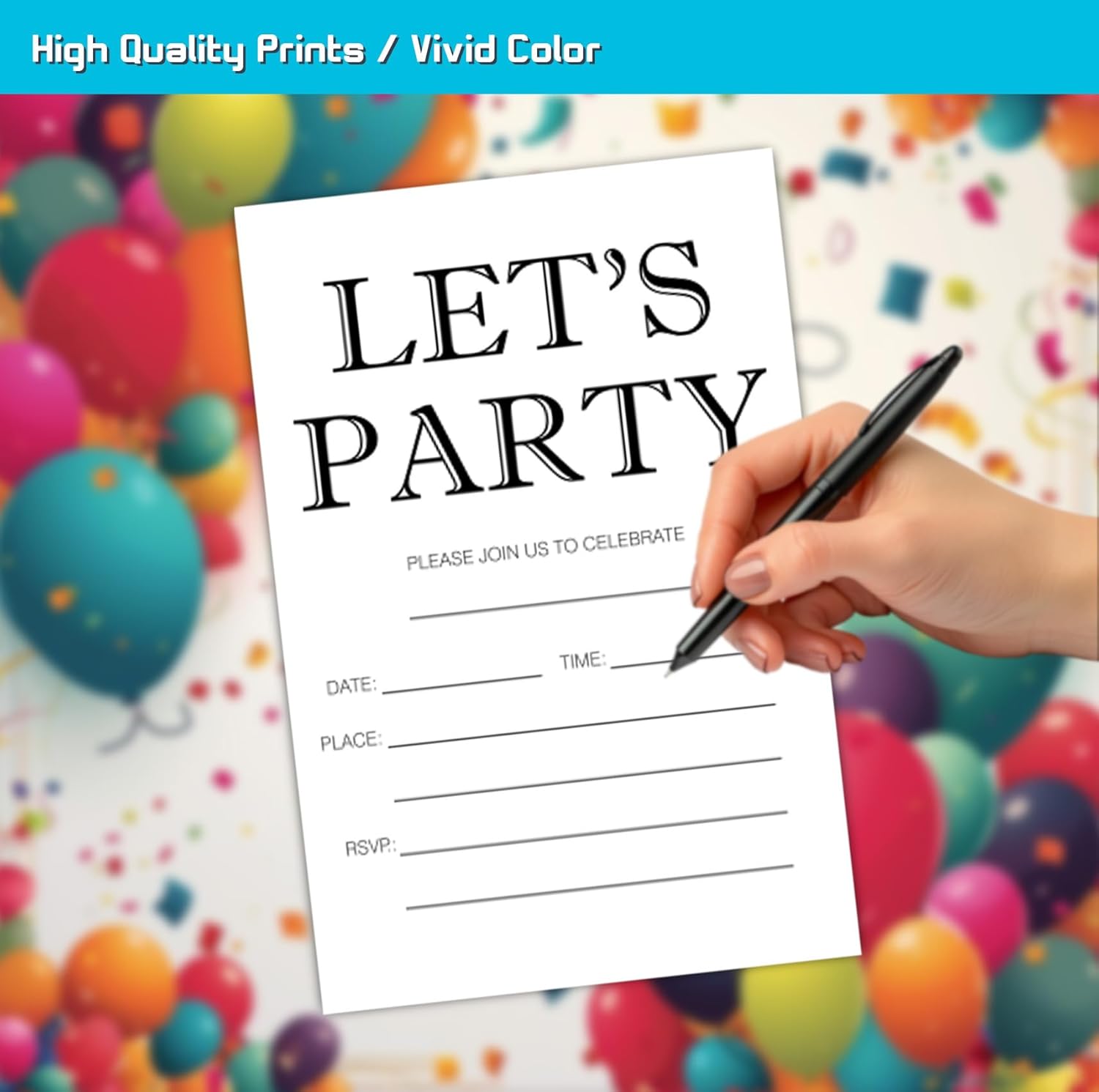 Lets Party Birthday Invitations for Kids Boys Girls