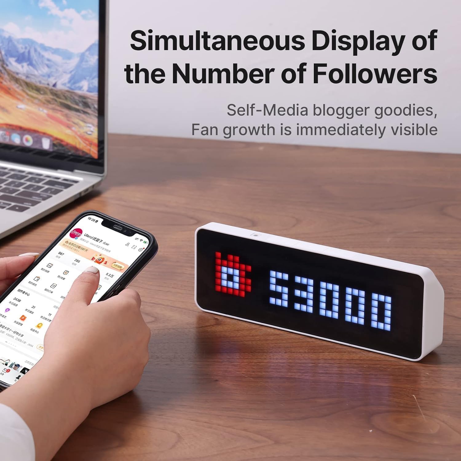 ULANZI TC001 Smart Pixel Clock with Weather and Social Media