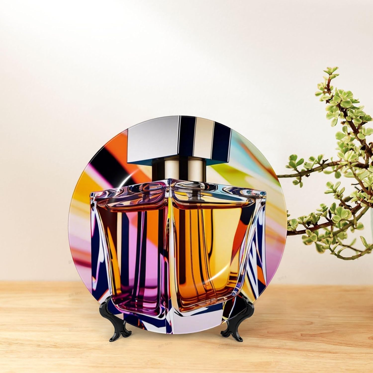 QASDFGHR Perfume Bottle Print Bone China Decorative Plate
