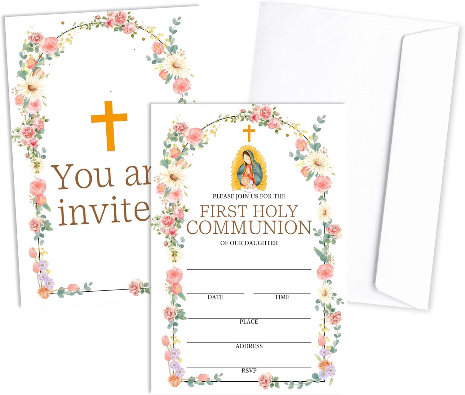 Baptism Invitations Set With Envelopes - 25 Cards