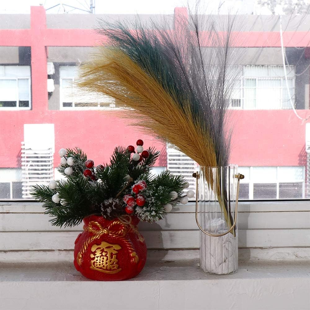 Ivory Dried Pampas Grass Branches 17 Inch for Home Wedding Decor