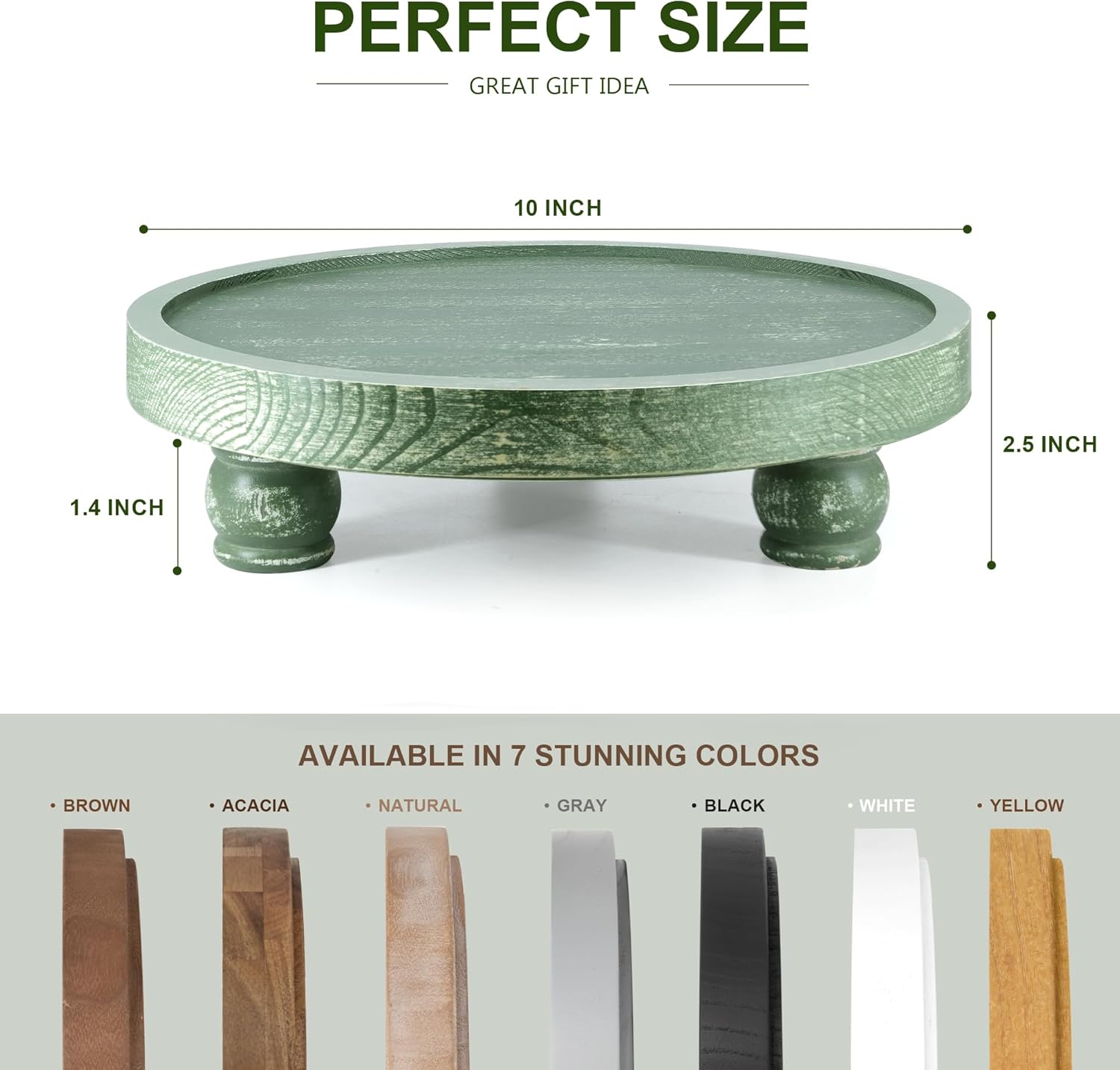 EOSAHR Farmhouse Green Wood Riser for Home Decor