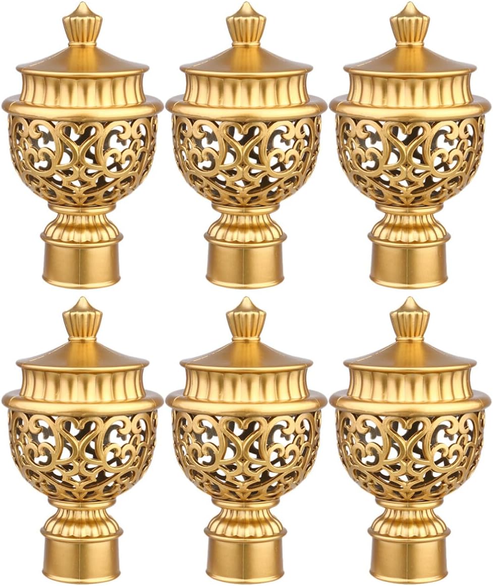 Zerodeko 6PCS Curtain Pole Ends with Golden Design