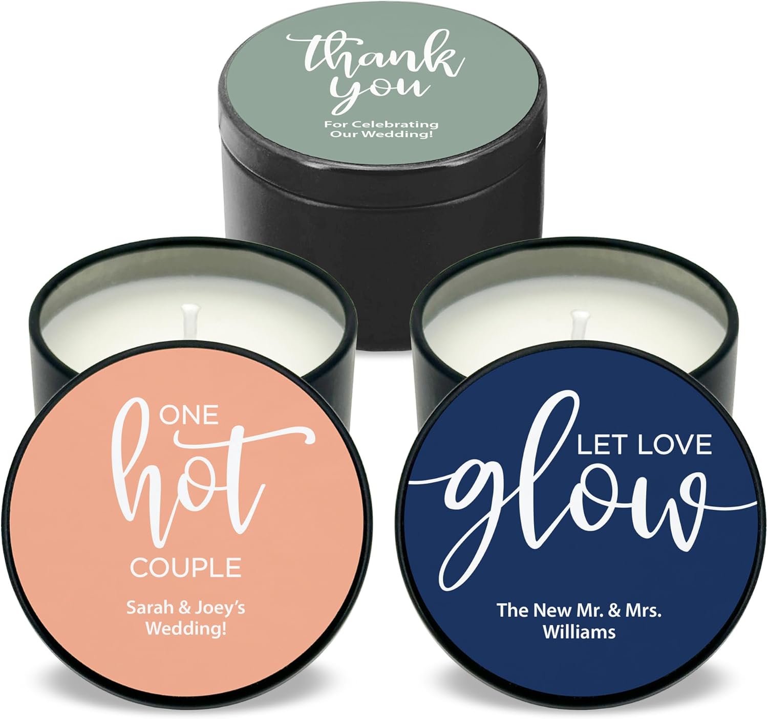 Custom Candles with Personalized Black Tin