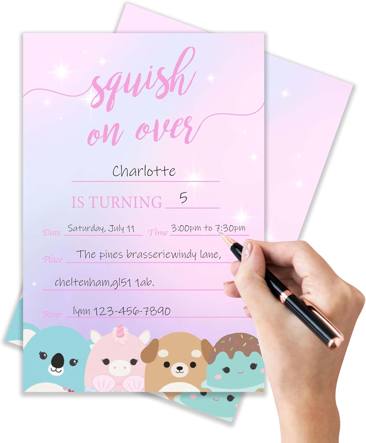 Squish Birthday Invitations with Envelopes Pack of 20 4x6