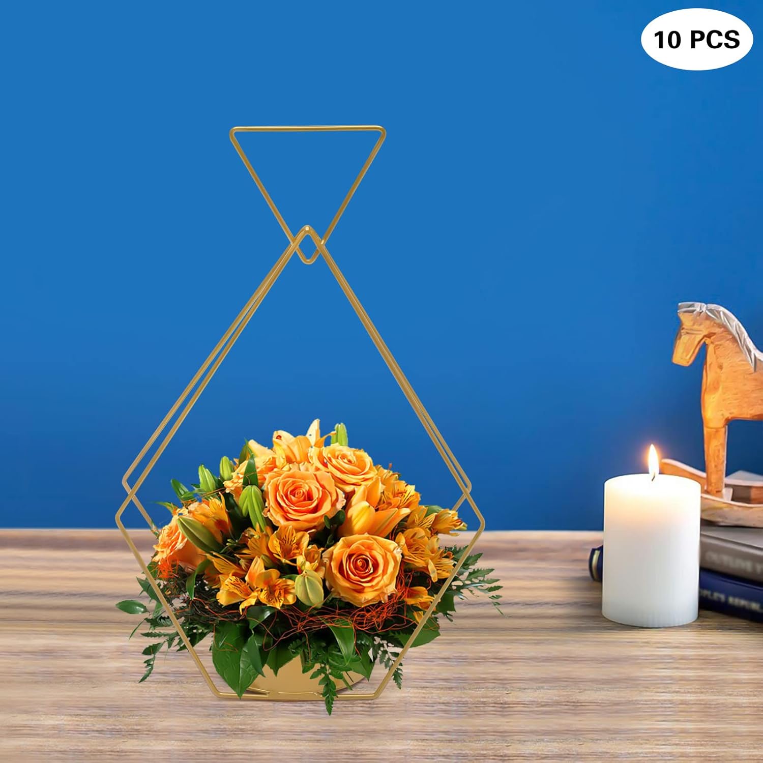 10pcs Metal Geometric Gold Centerpiece for Weddings