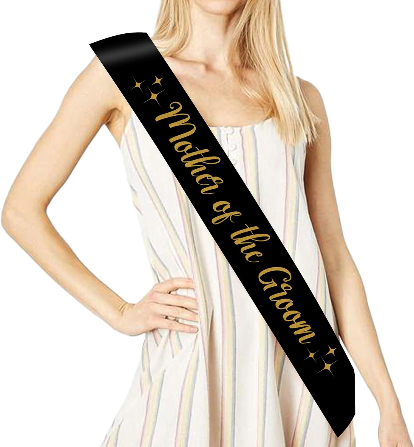 Mother of the Groom Sash - Black Gold Wedding Accessory