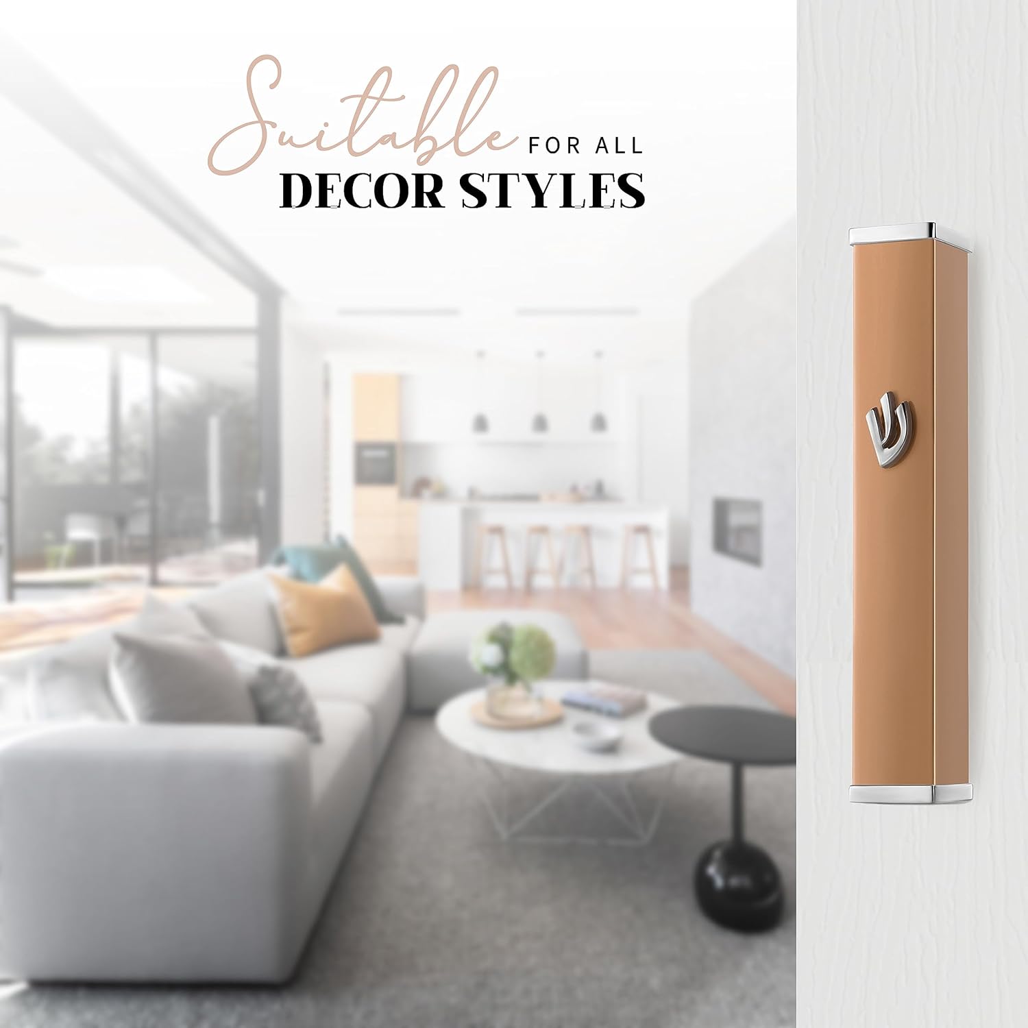 SURI Modern Mezuzah with Non Kosher Scroll and Adhesive