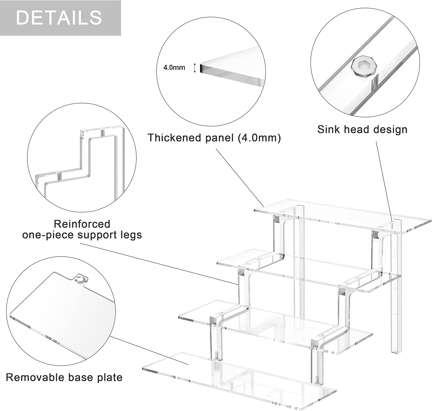 Kcrystenia Acrylic Risers Display Stand 4 Tier 2 Pack