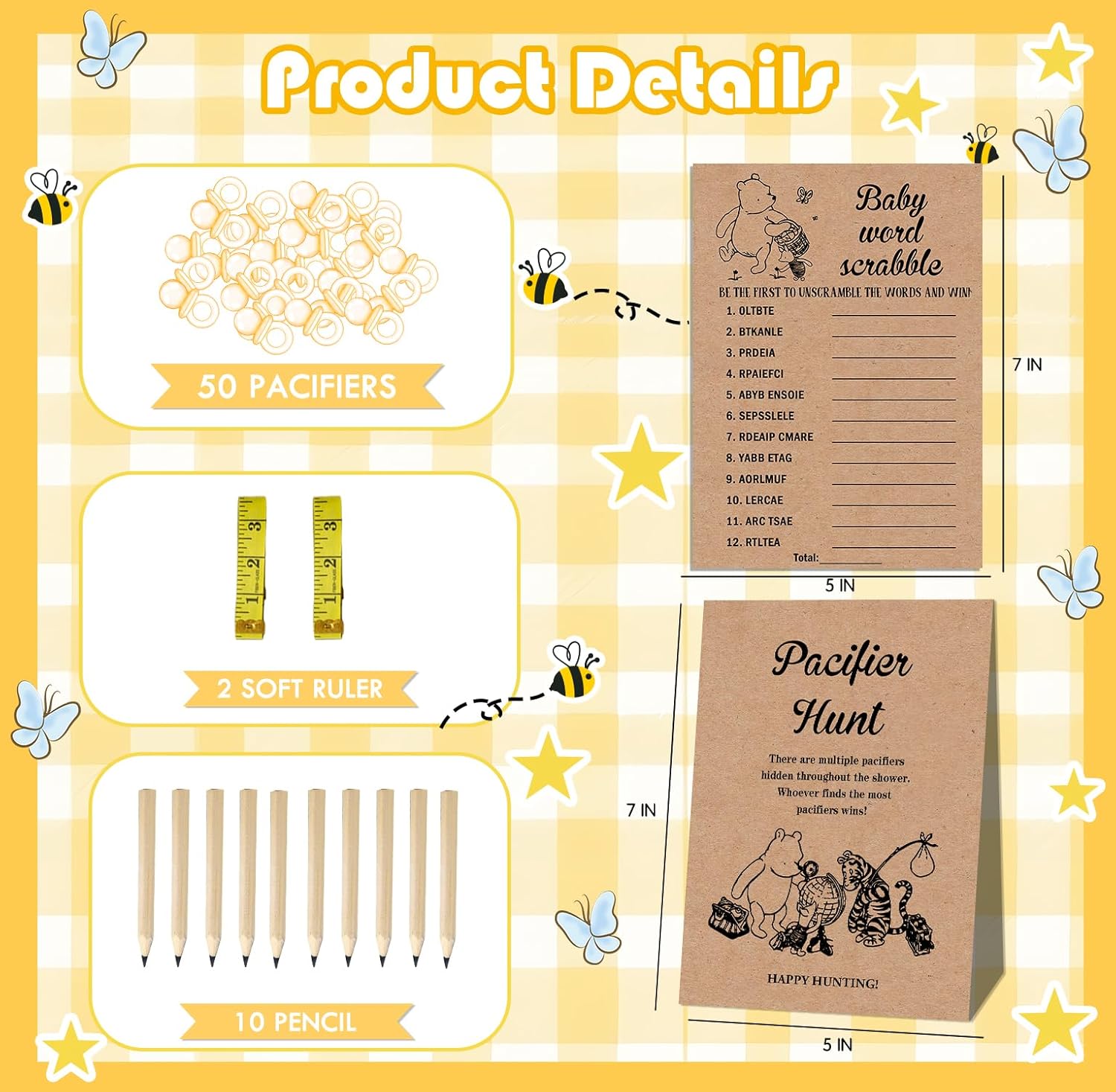 Winnie Baby Shower Game Set with 9 Activities