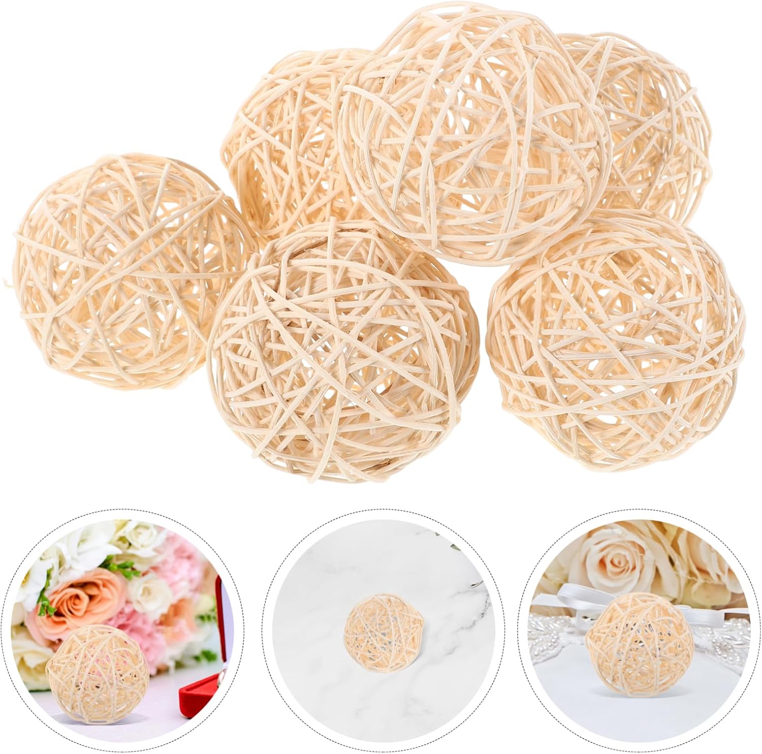 ARTIBETTER 6 Pcs Decorative Rattan Balls for Centerpiece