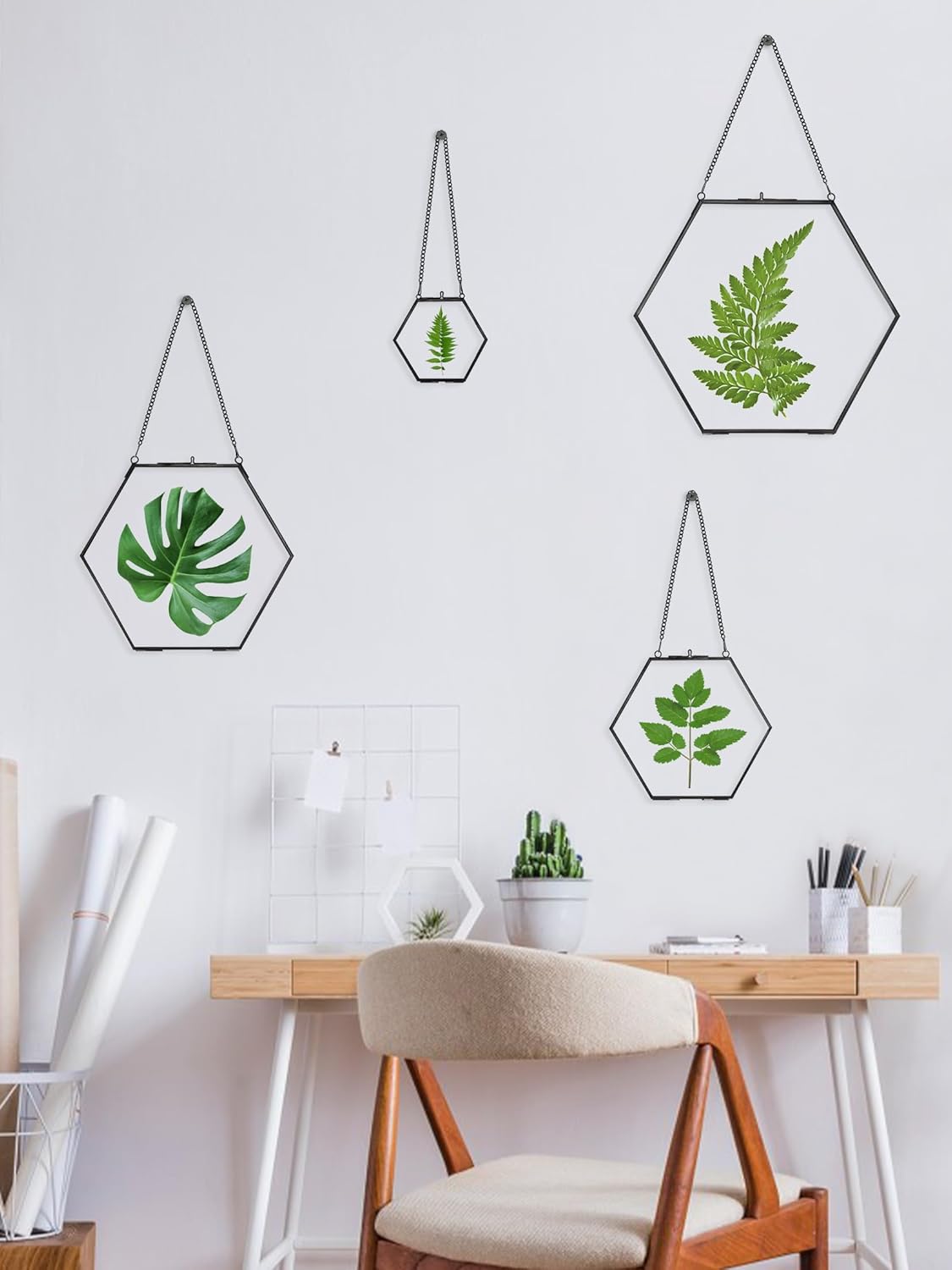 Chic Handcrafted Hexagon Glass Flower Frame