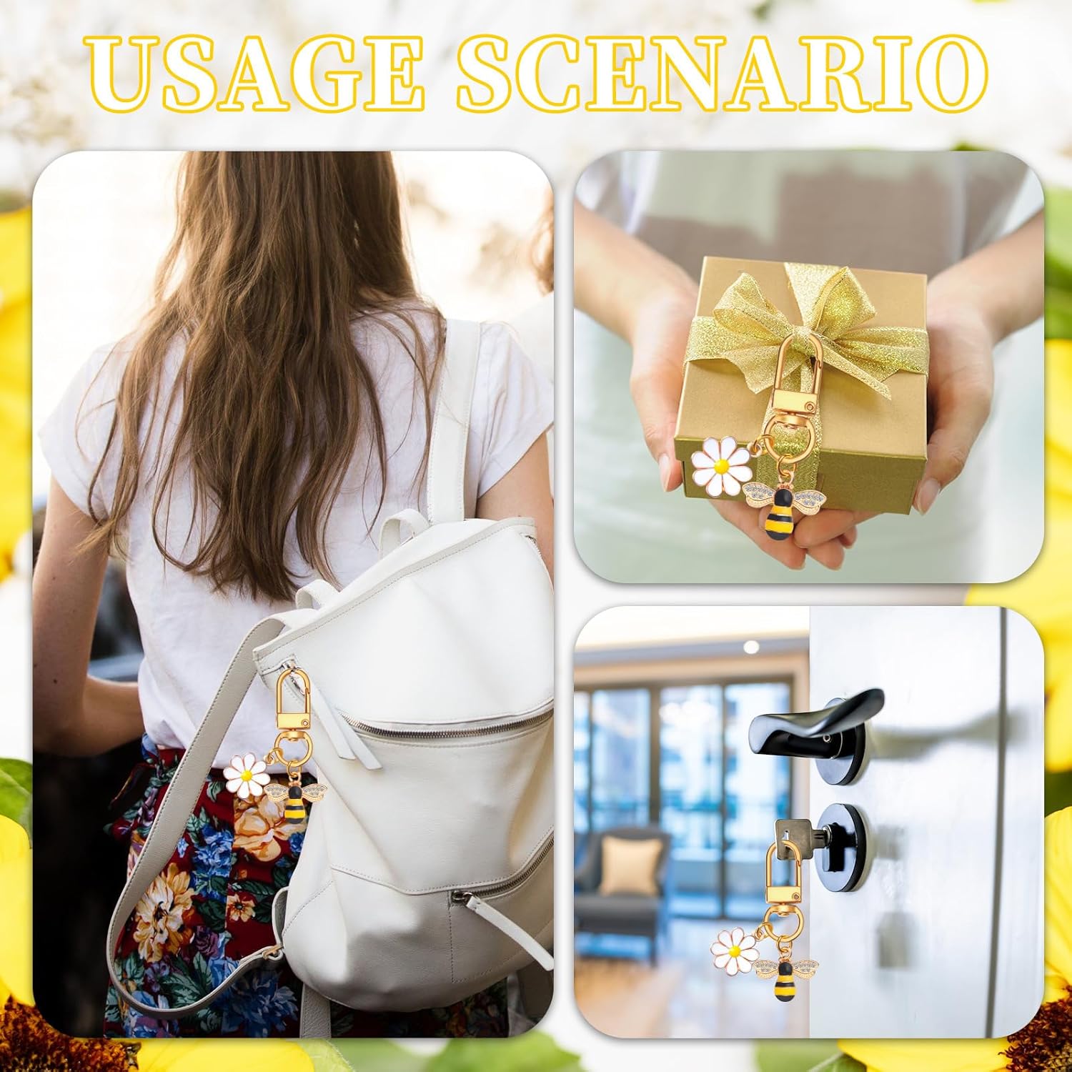 30 Piece Bee Daisy Keychain Wedding Favor Pack