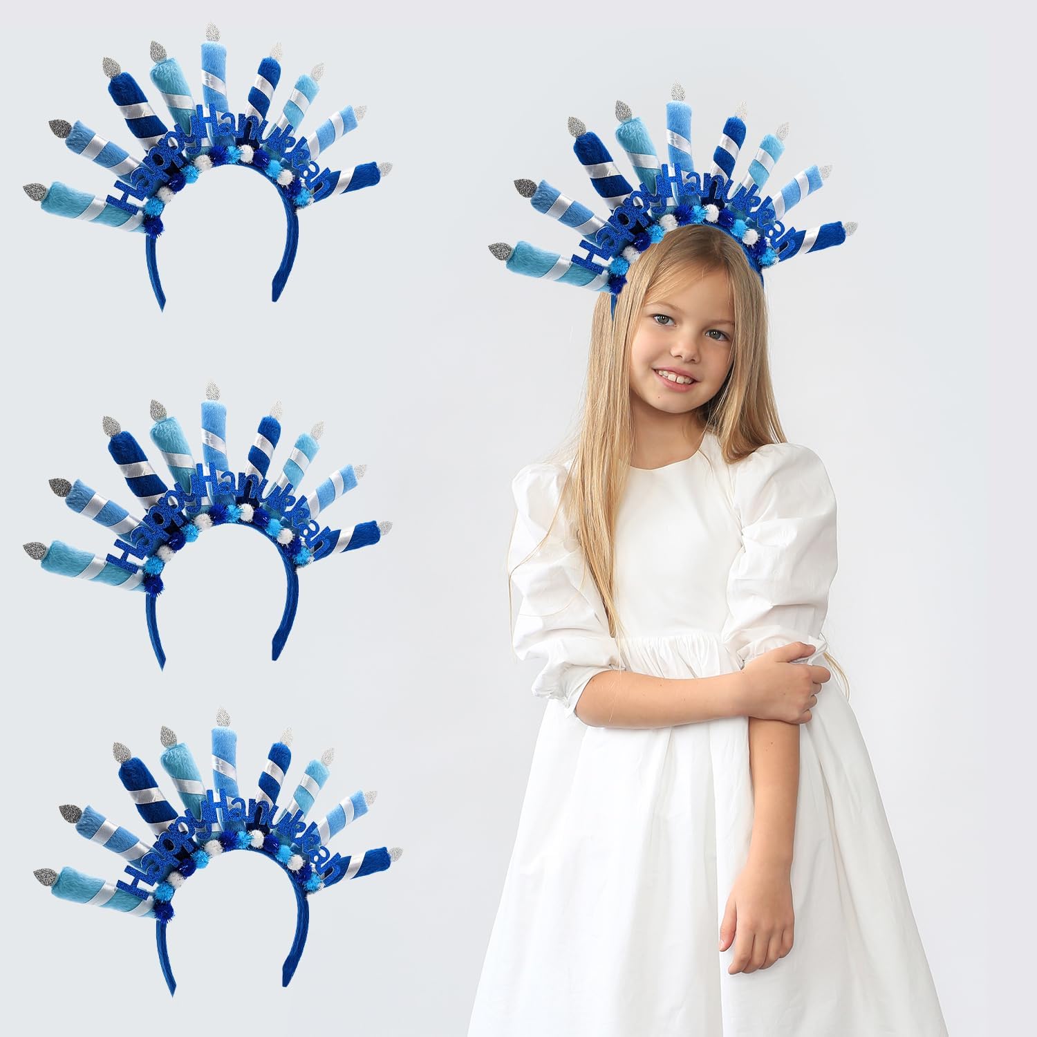 Menorah Headbands for Hanukkah 8 Pack