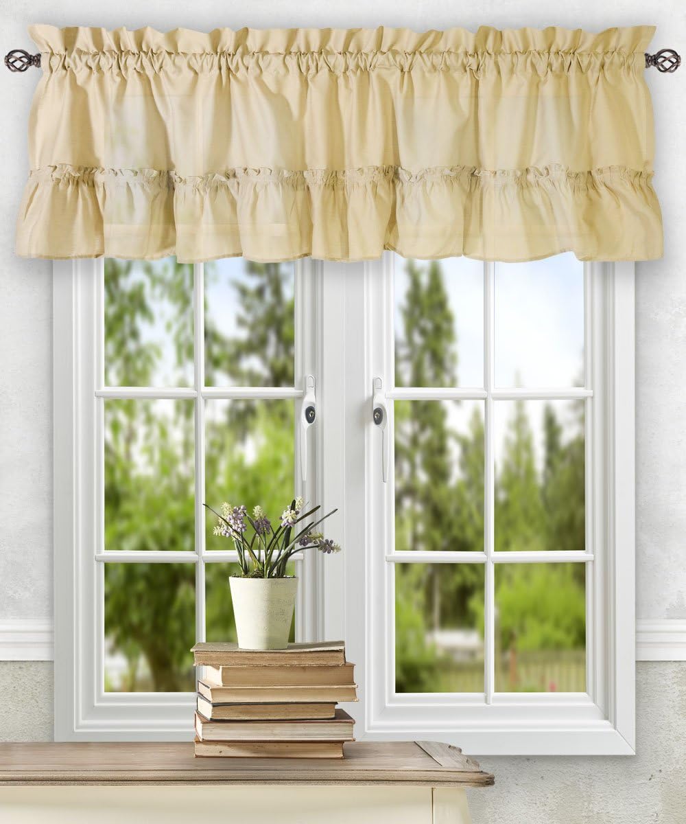 Simple Comfort Ellis Curtain Stacey Valance 54x13 Inch Almond