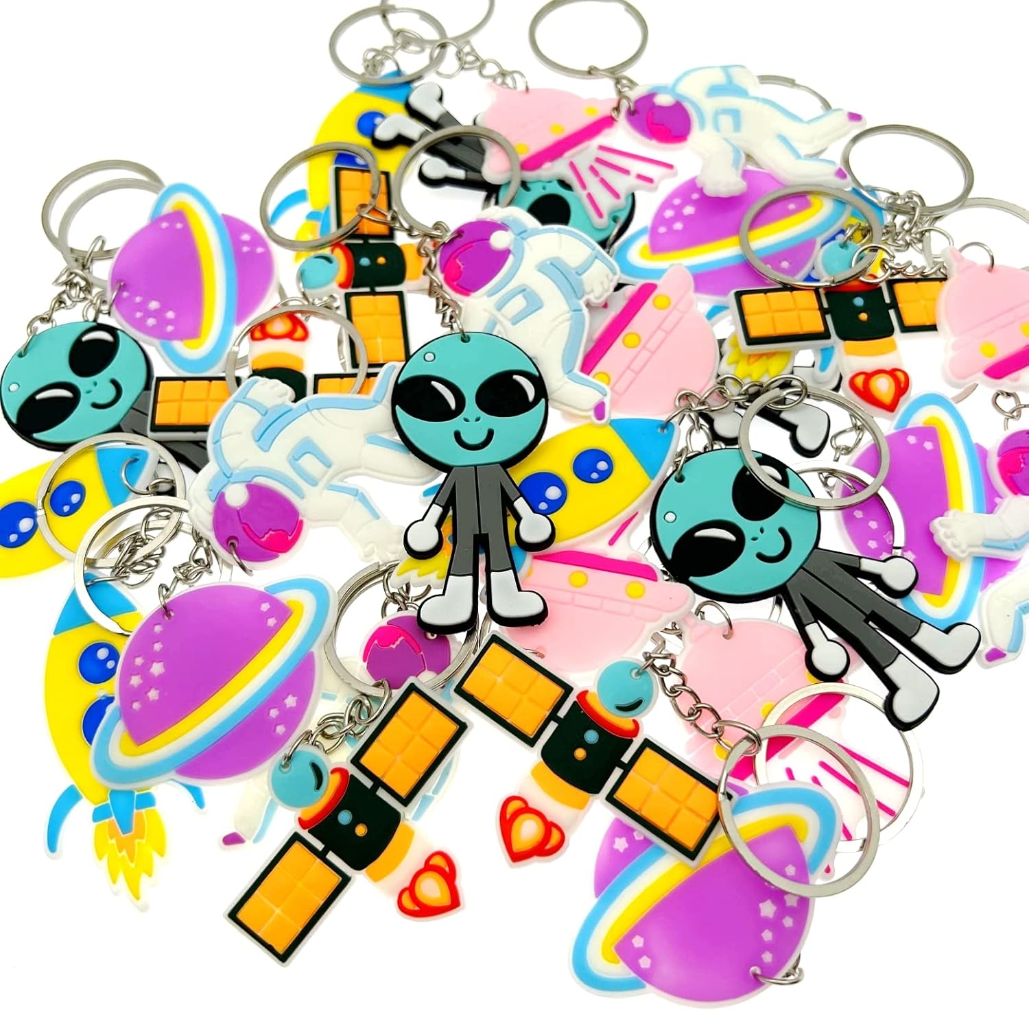 JZK 30pcs Space Themed Keyring Set