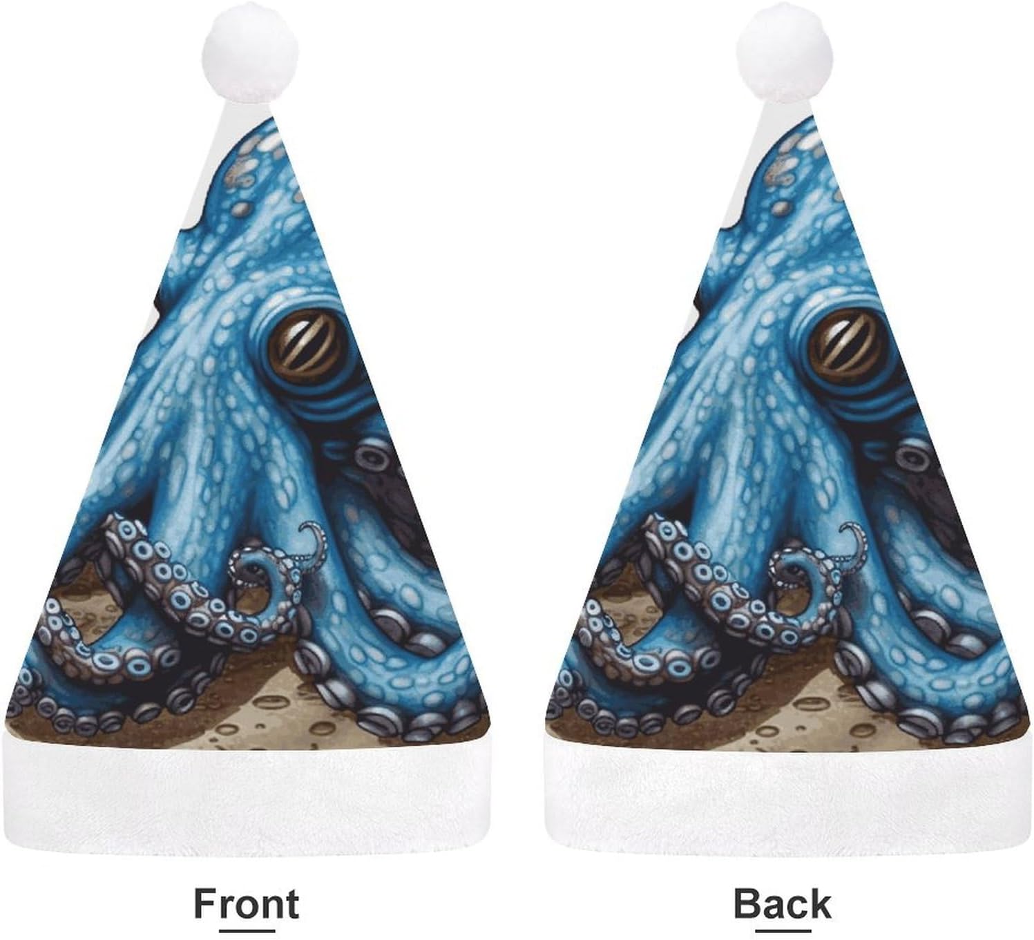 Santa Hat Blue Octopus Christmas Party Headwear