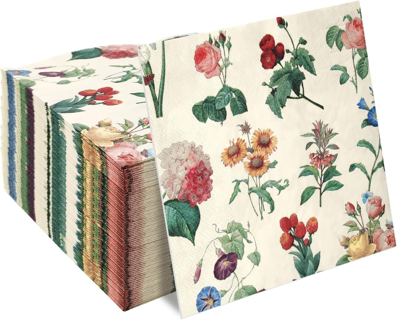 50 Pack 3-Ply Floral Disposable Napkins for Events
