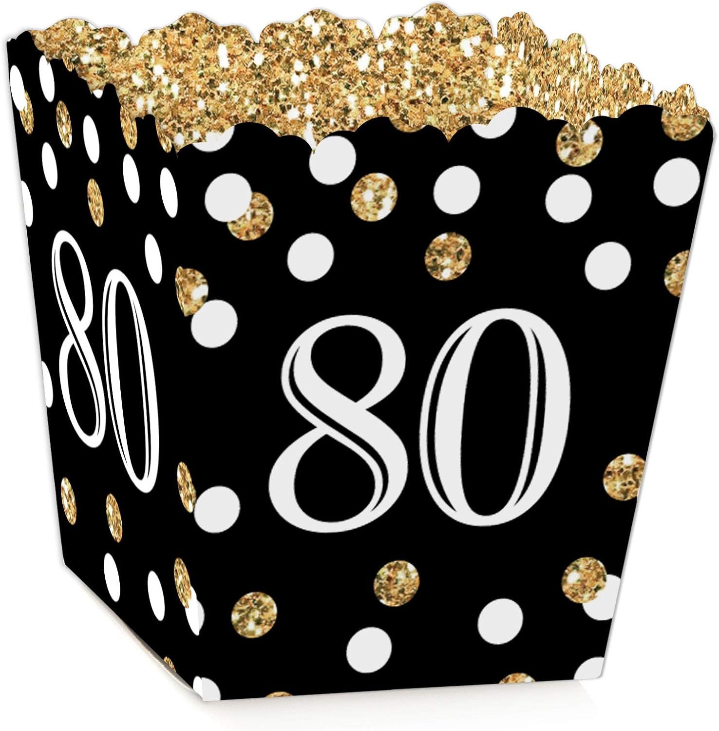Big Dot of Happiness 80th Birthday Gold Candy Boxes - Set of 12