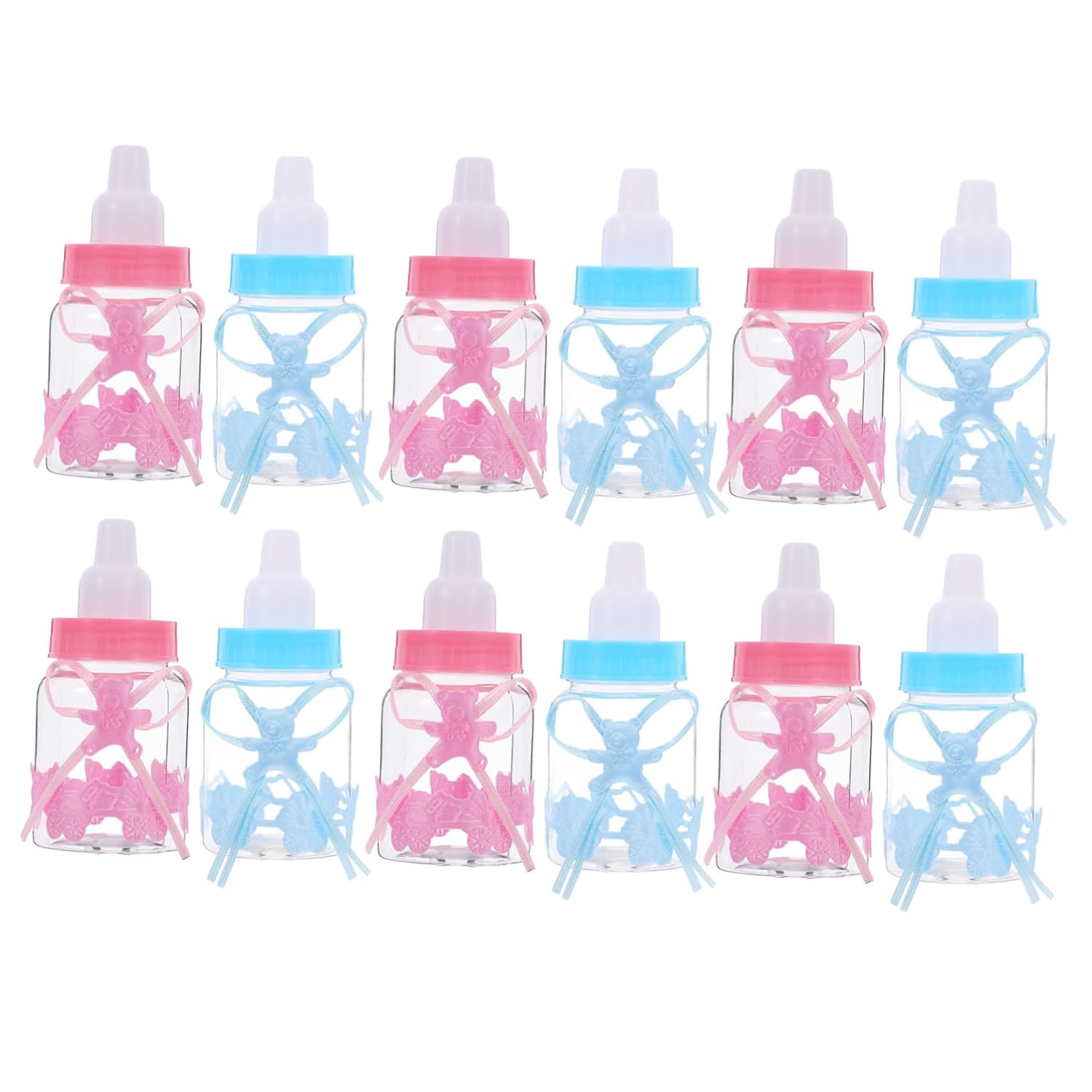 Unomor 12pcs Mini Feeding Baby Bottle Candy Boxes with Ribbon