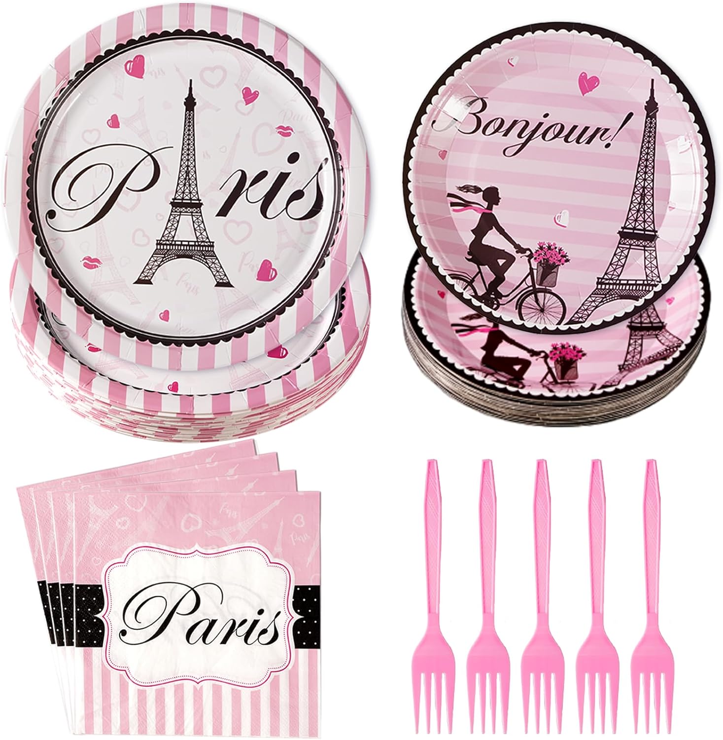Grencian Paris Eiffel Tower Plates Party Set 24Pcs
