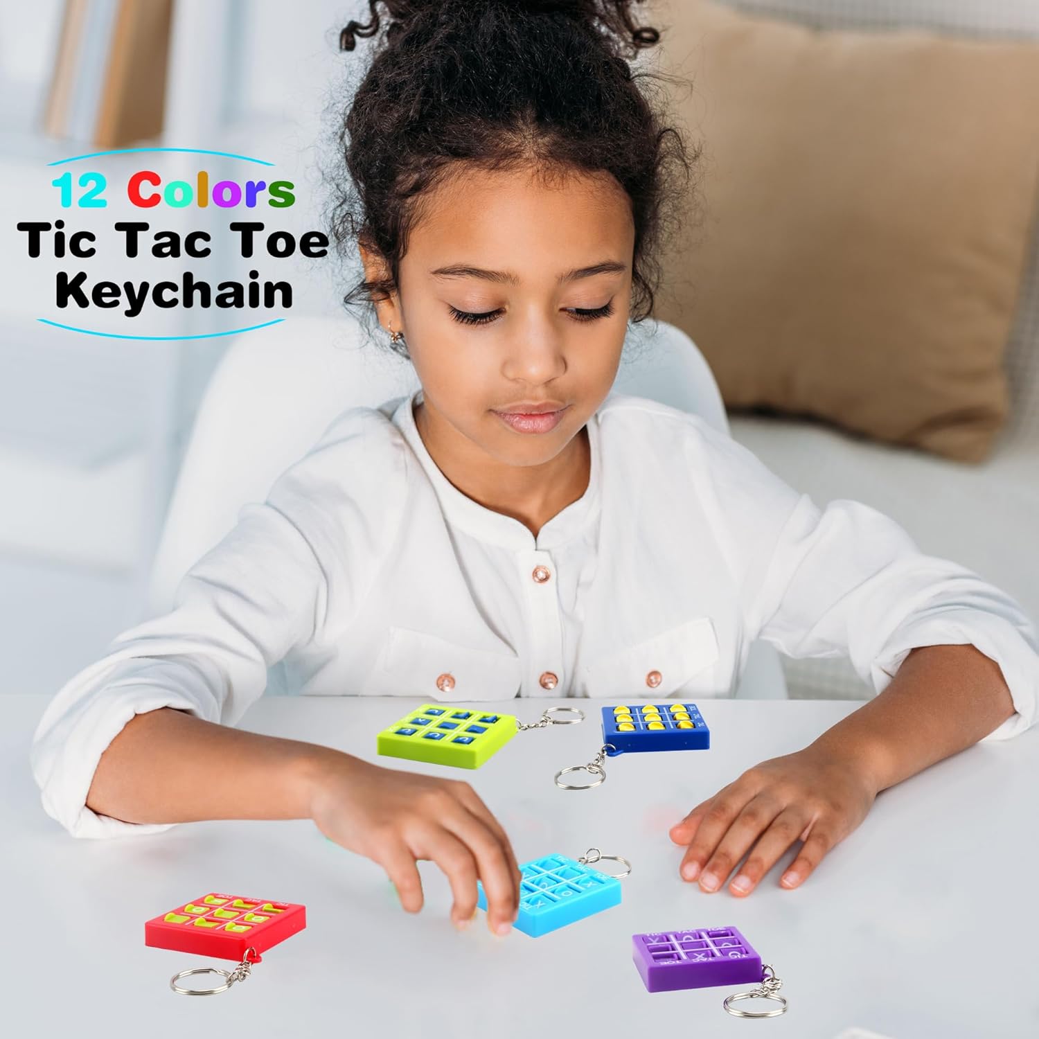 32 Pack Tic Tac Toe Keychain Set for Kids and Adults