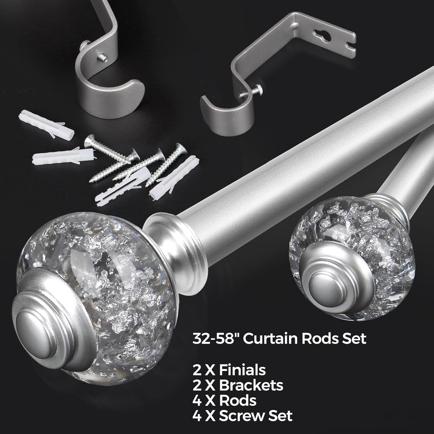 USFOOK 78 Inch Telescoping Curtain Rod for Windows 20-54 Inches