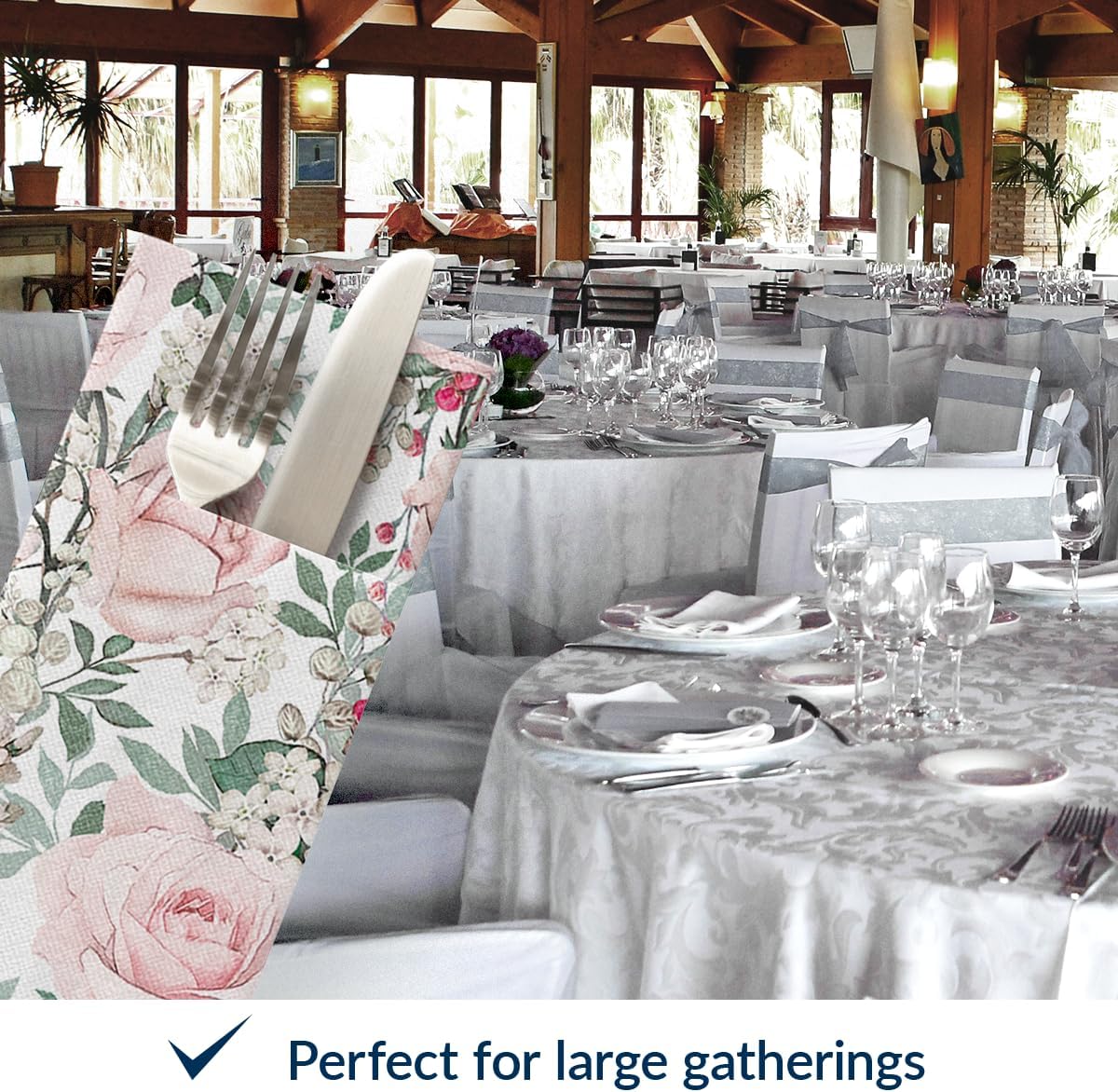 PAW Decor Linen Feel Napkins with Flatware Pocket 50 Count