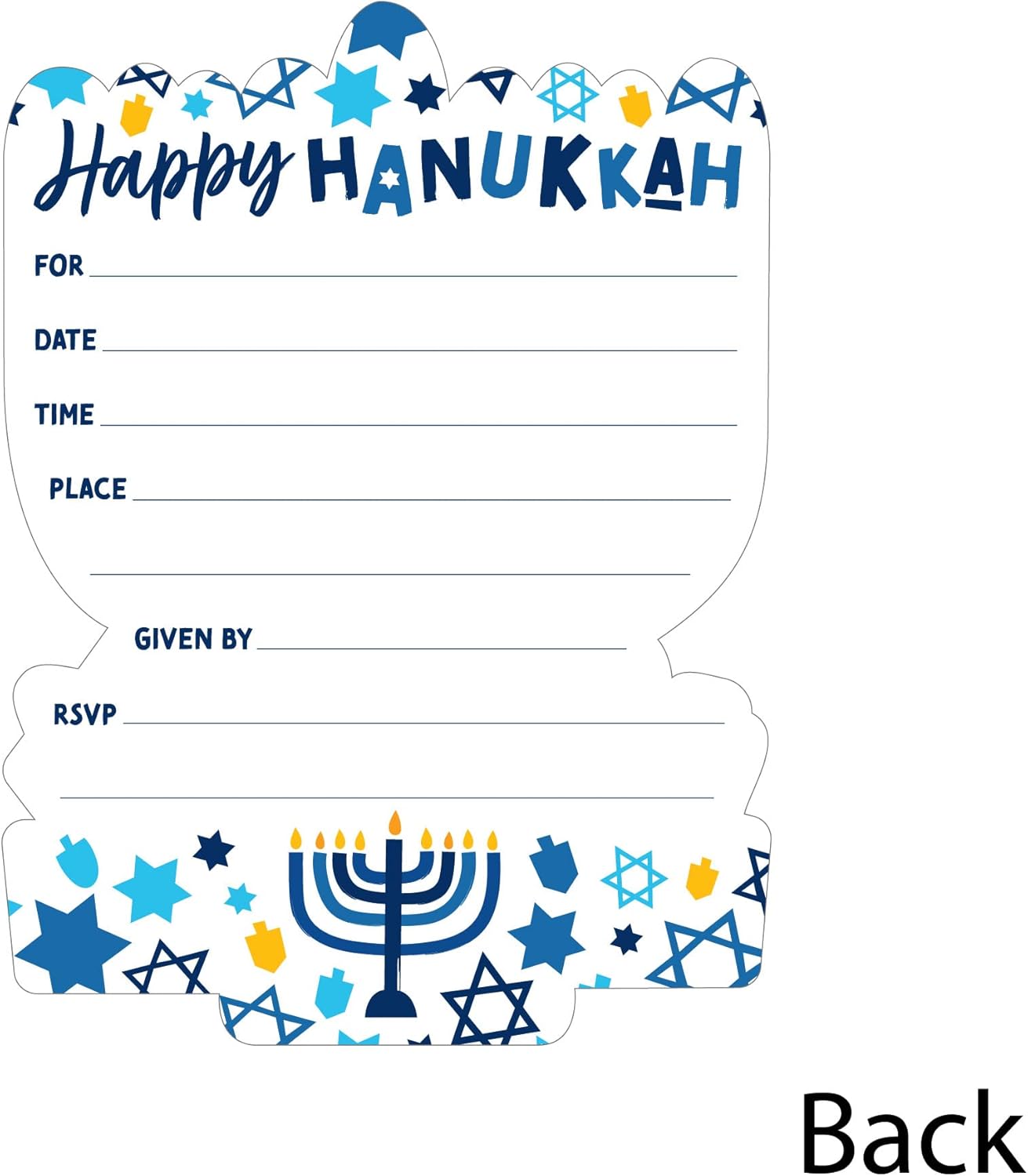Big Dot of Happiness Hanukkah Menorah Invitation Set of 12