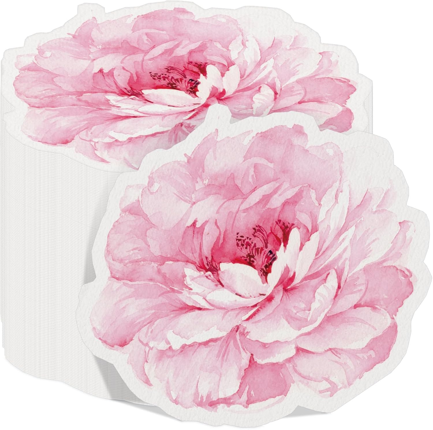 Kosiz 100 Pcs Pink Peony Flower Shaped Napkins