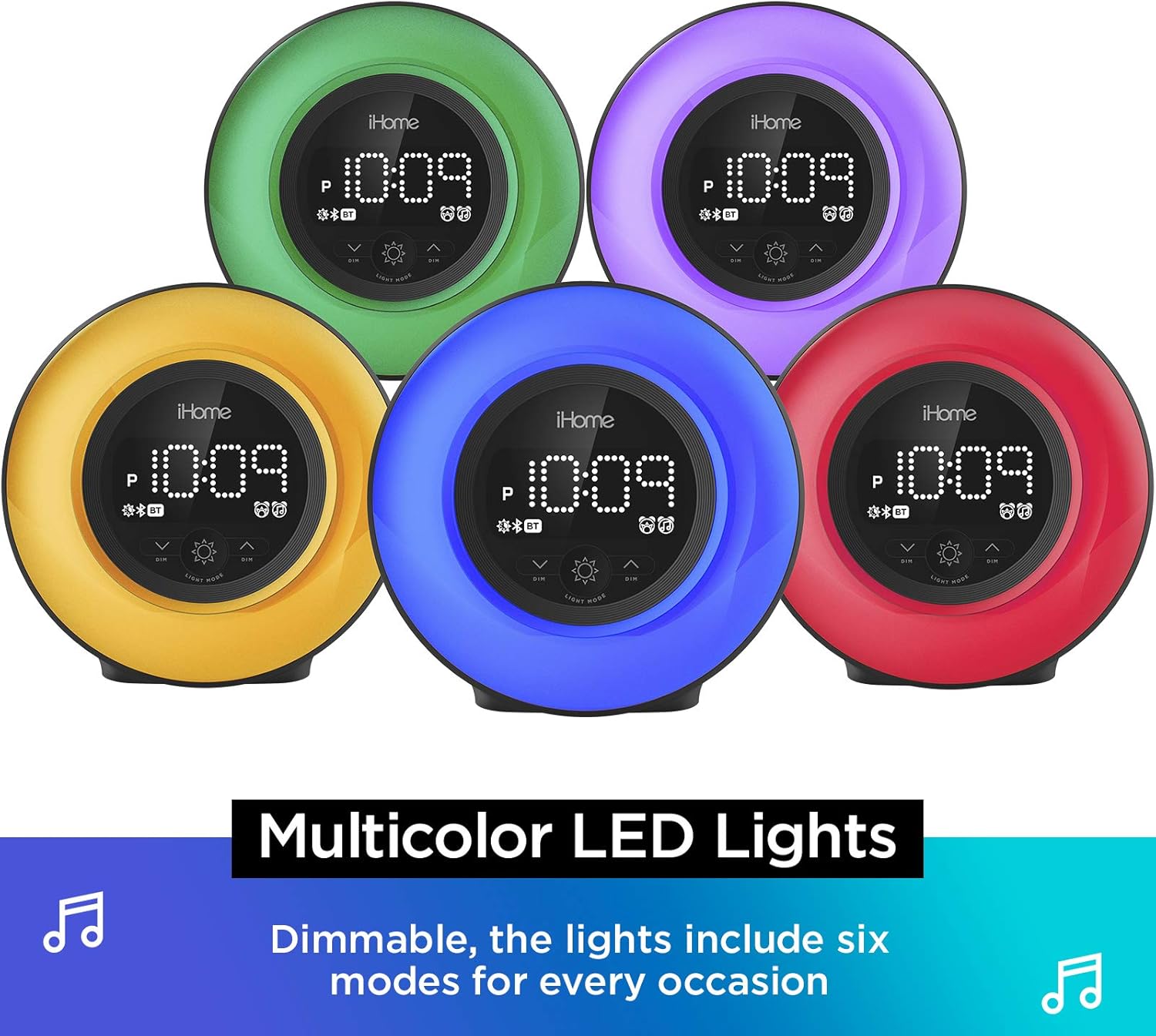 iHome PowerClock Glow Alarm Clock with Bluetooth and USB