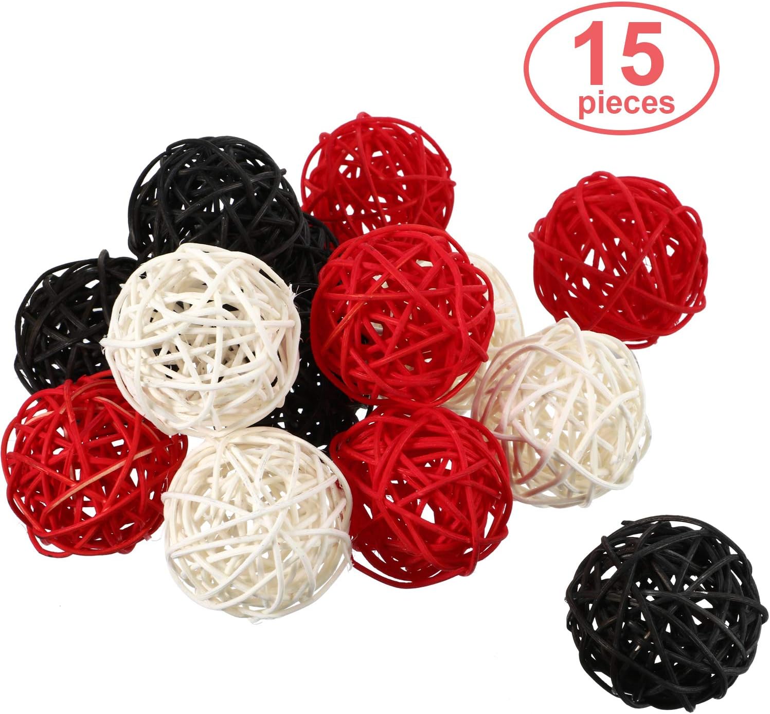 Yaomiao 15 Piece Wicker Rattan Decorative Orbs